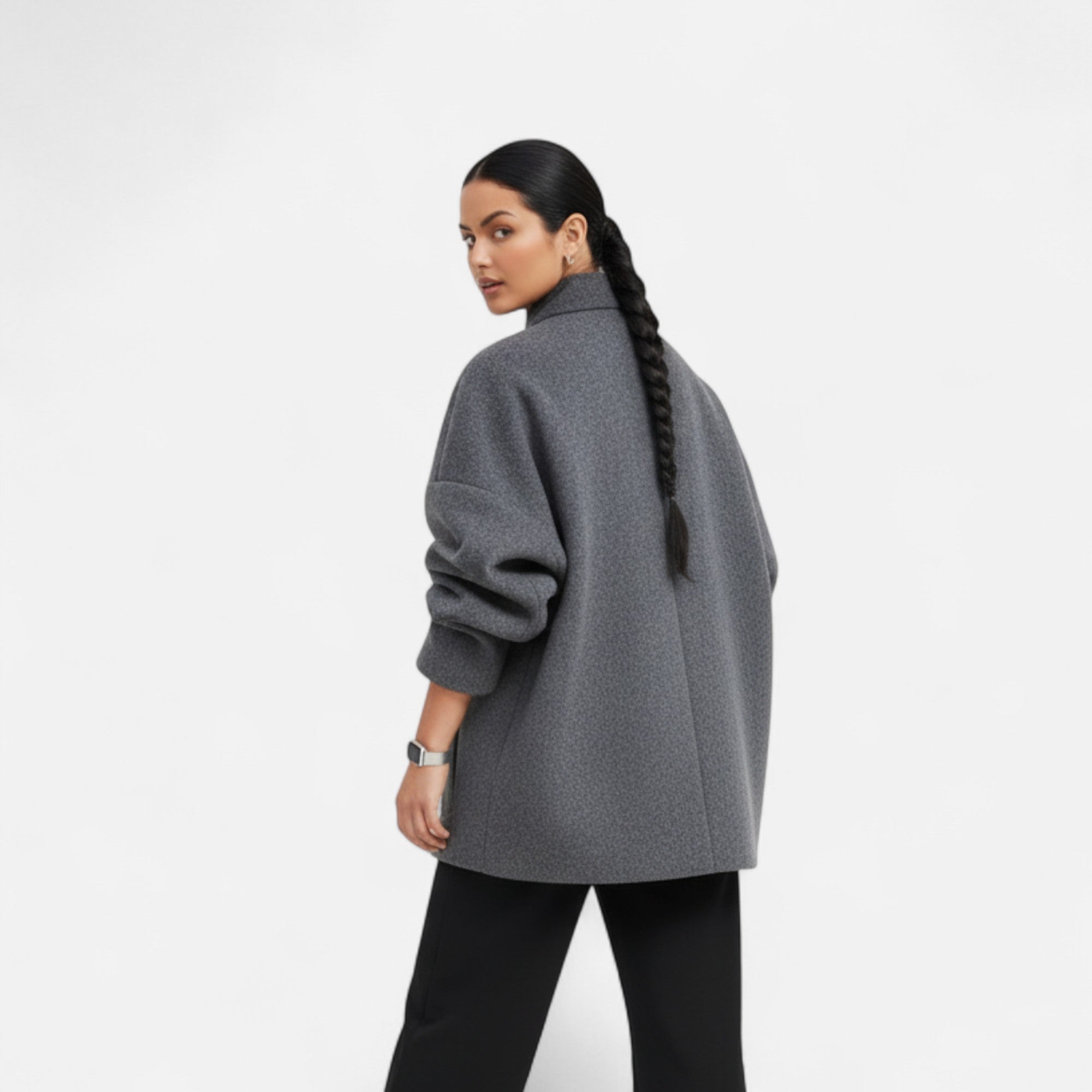 Oversized jas - Dames jas met dubbele knoopsluiting en korte trenchcoat-Boetiek Moda