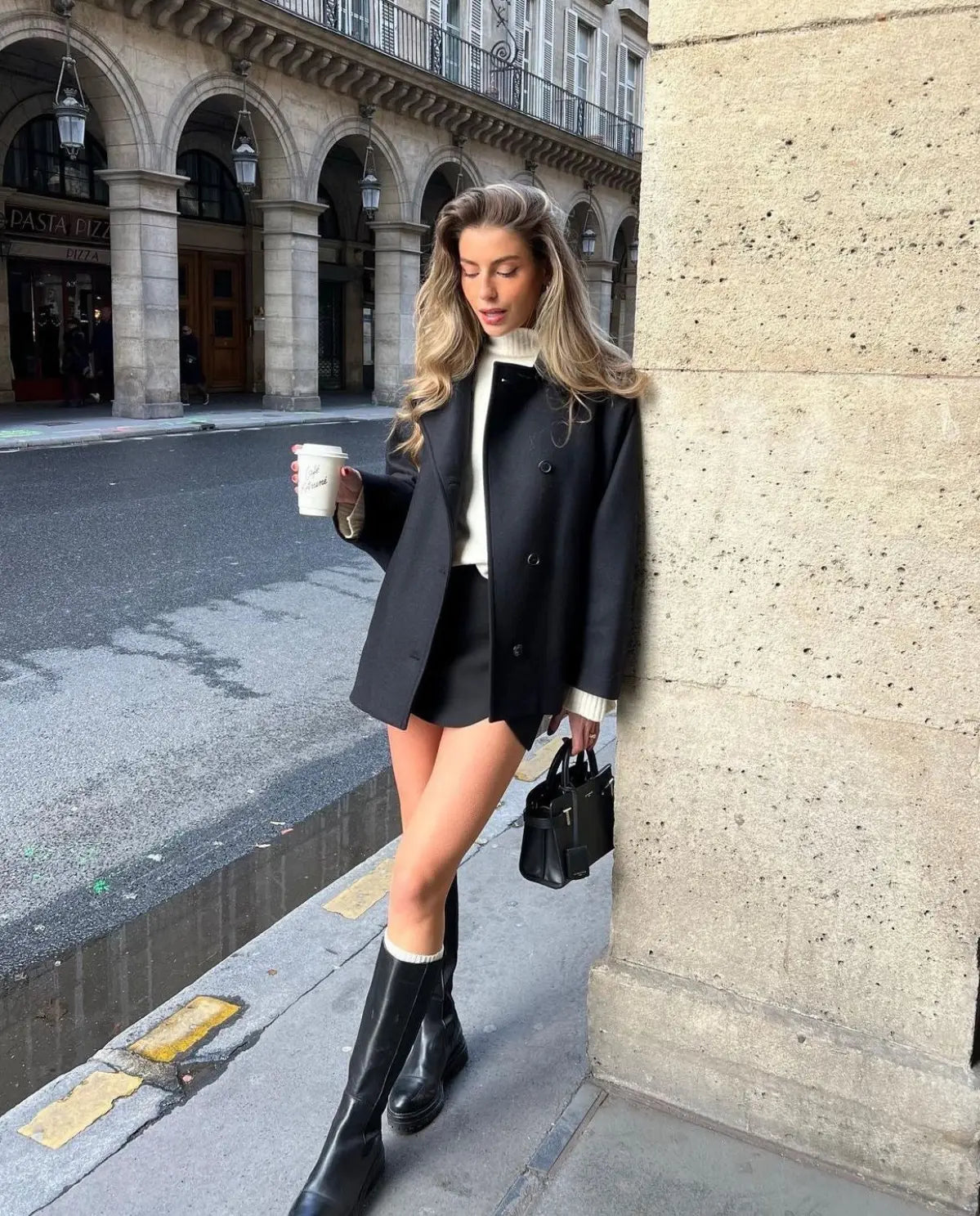 Oversized jas – damespeacoat met kraag en enkele knoopsluiting-Boetiek Moda