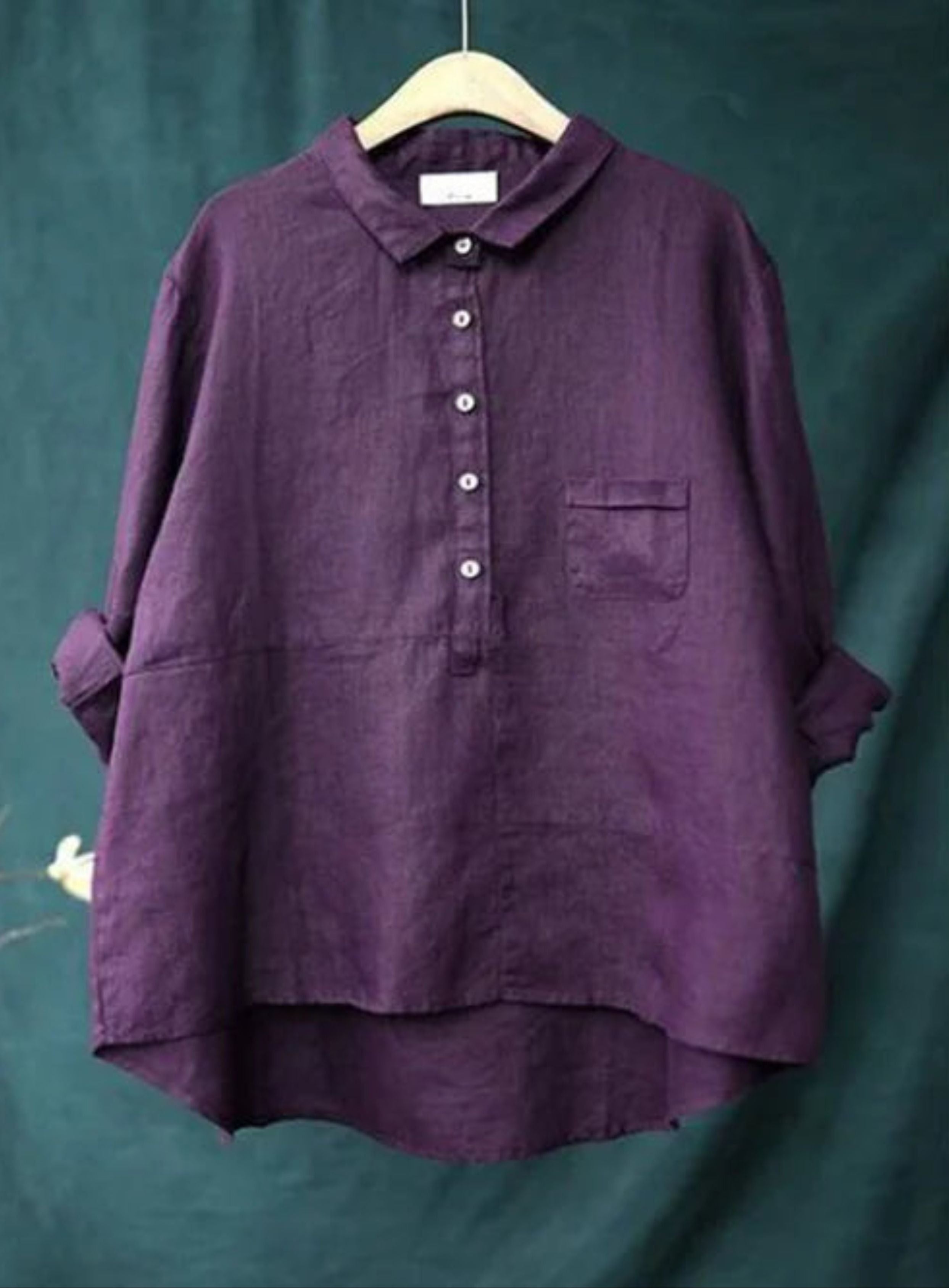 Oversized shirt - Lange mouwen - Halve knoopsluiting - Oversized blouse - Damesoverhemd-Boetiek Moda