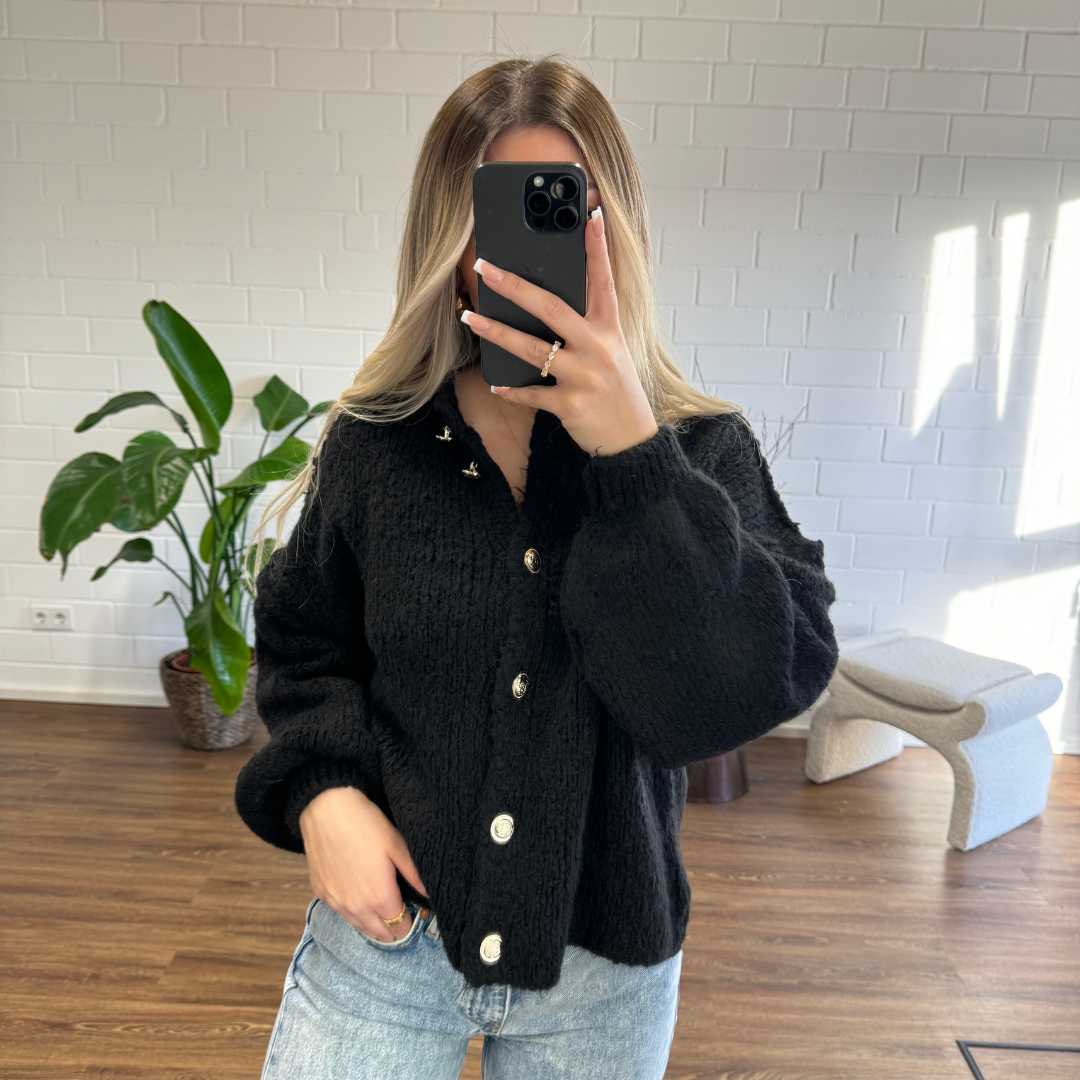 Oversized vest - grof - Button-Up - gebreid vest - damesvest-Boetiek Moda