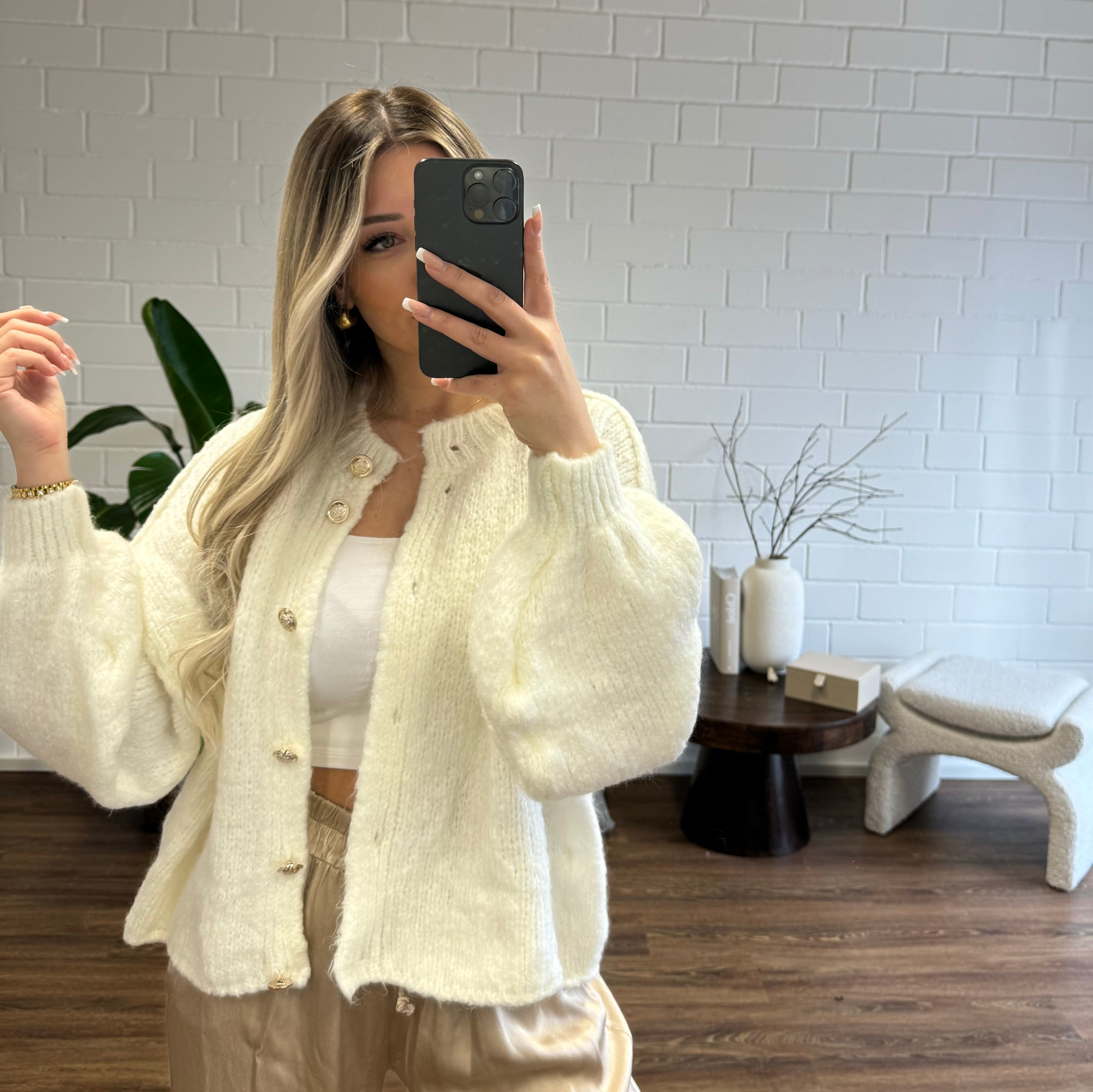 Oversized vest - grof - Button-Up - gebreid vest - damesvest-Boetiek Moda
