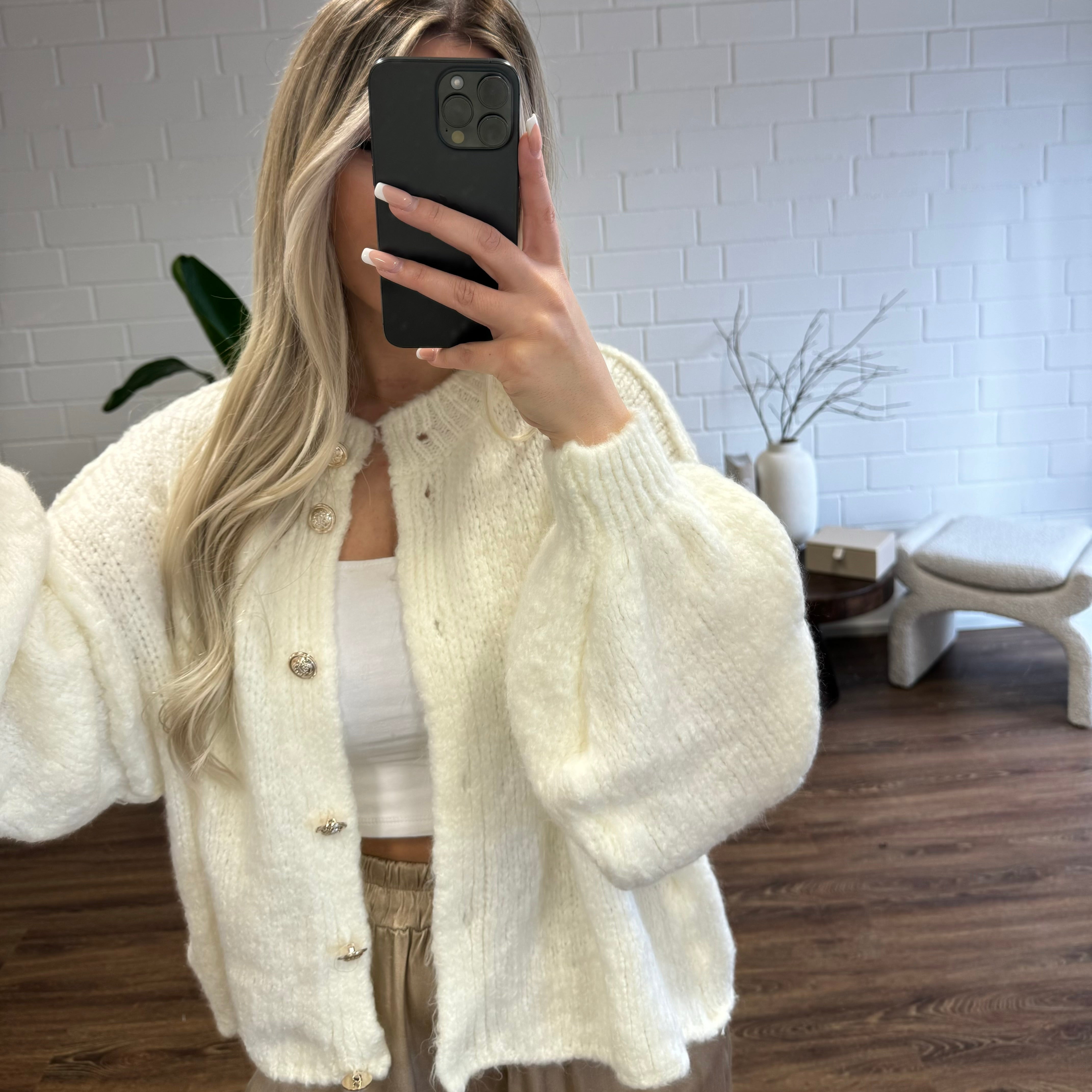 Oversized vest - grof - Button-Up - gebreid vest - damesvest-Boetiek Moda