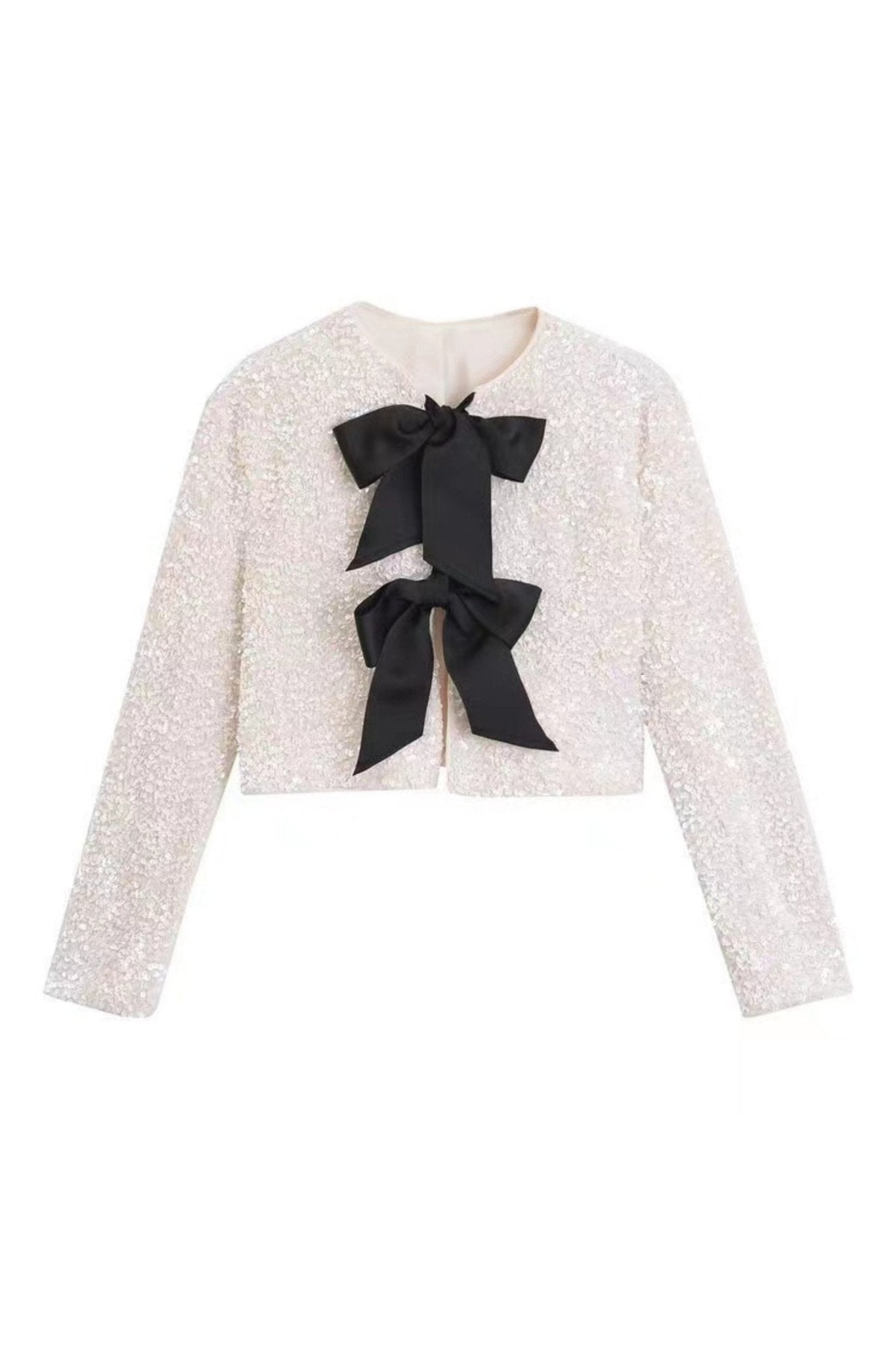 Pailletten Top - Lange Mouw - Band Voorkant - Glitter Blouse - Dames Blouse-Boetiek Moda