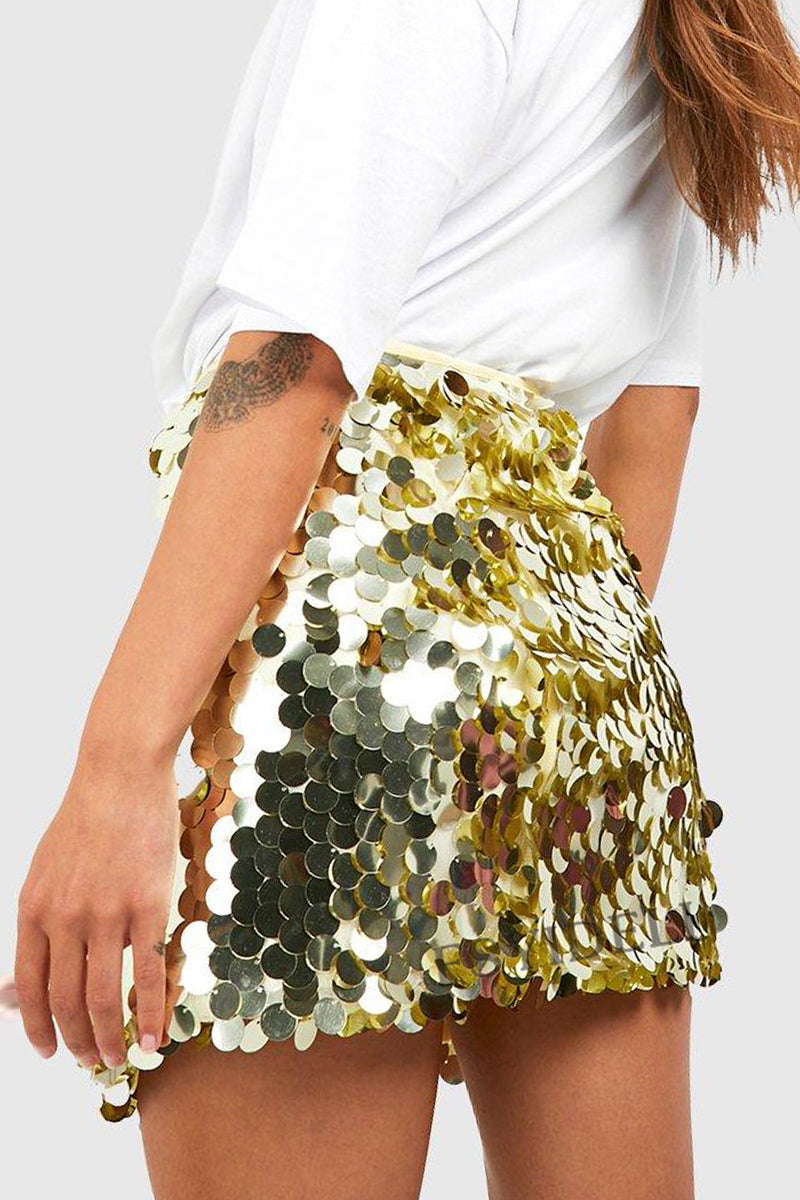 Paillettenrok - Fonkelende - Hoge Taille - Minirok - Feestrokje-Boetiek Moda