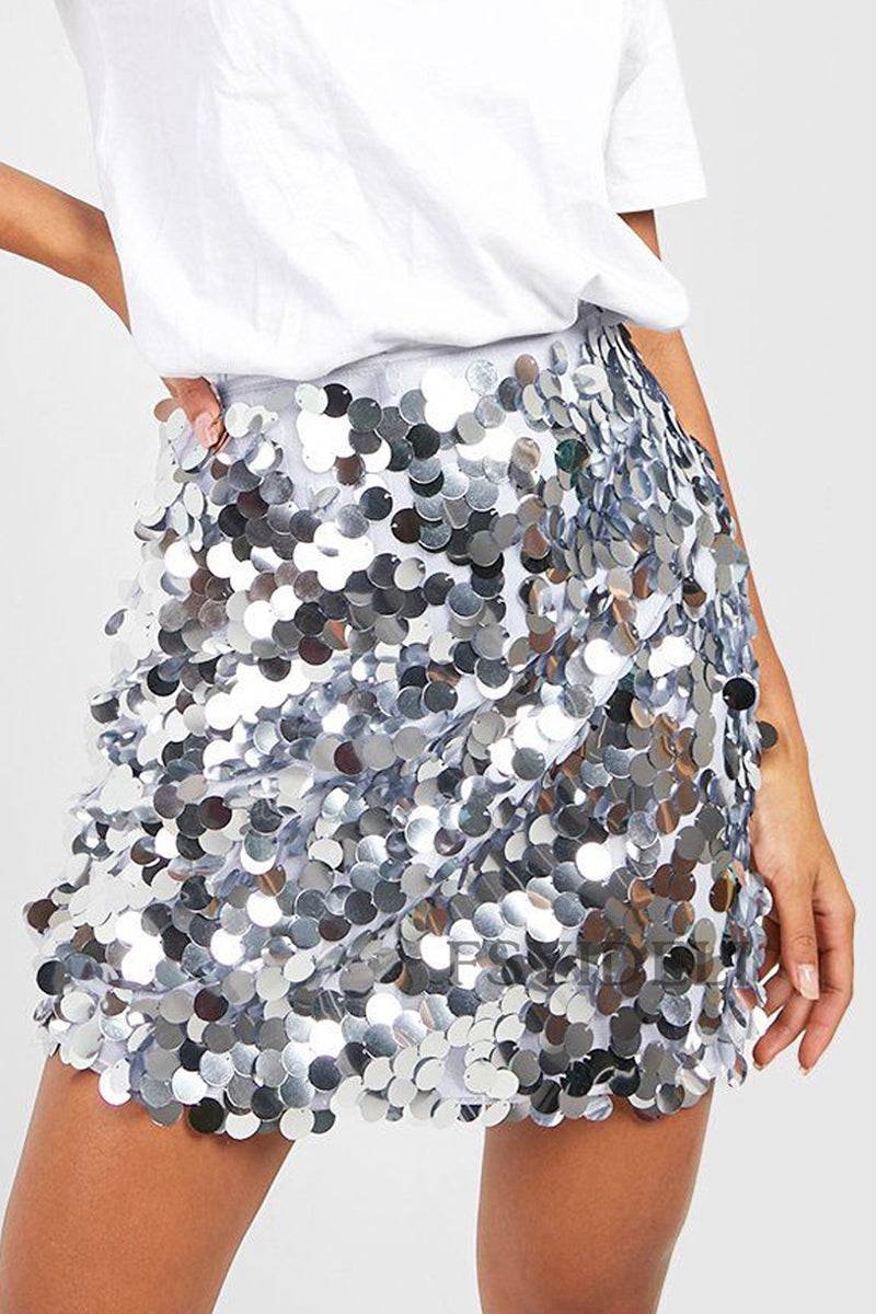 Paillettenrok - Fonkelende - Hoge Taille - Minirok - Feestrokje-Boetiek Moda