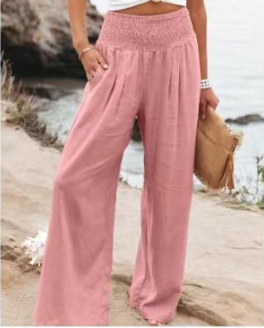 Palazzo Broek | Gerimpelde Taille | Hoge Taille | Broek Met Wijde Pijpen | Broek Met Wijde Pijpen voor Vrouwen-Boetiek Moda