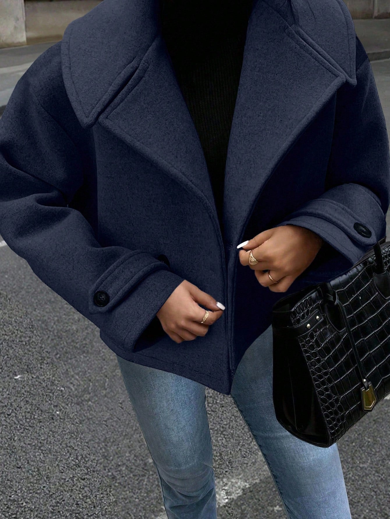 Pea Coat - Kort - Met kraag - Oversized jas - Damesjas-Boetiek Moda