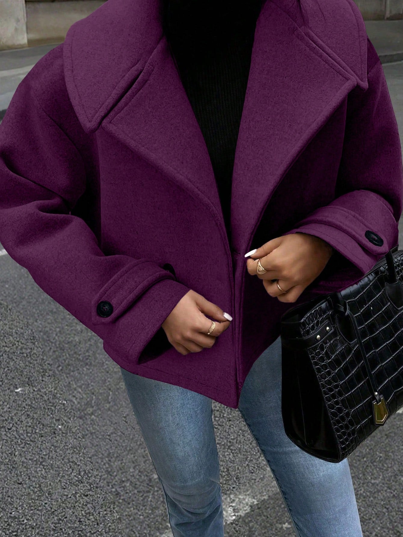 Pea Coat - Kort - Met kraag - Oversized jas - Damesjas-Boetiek Moda