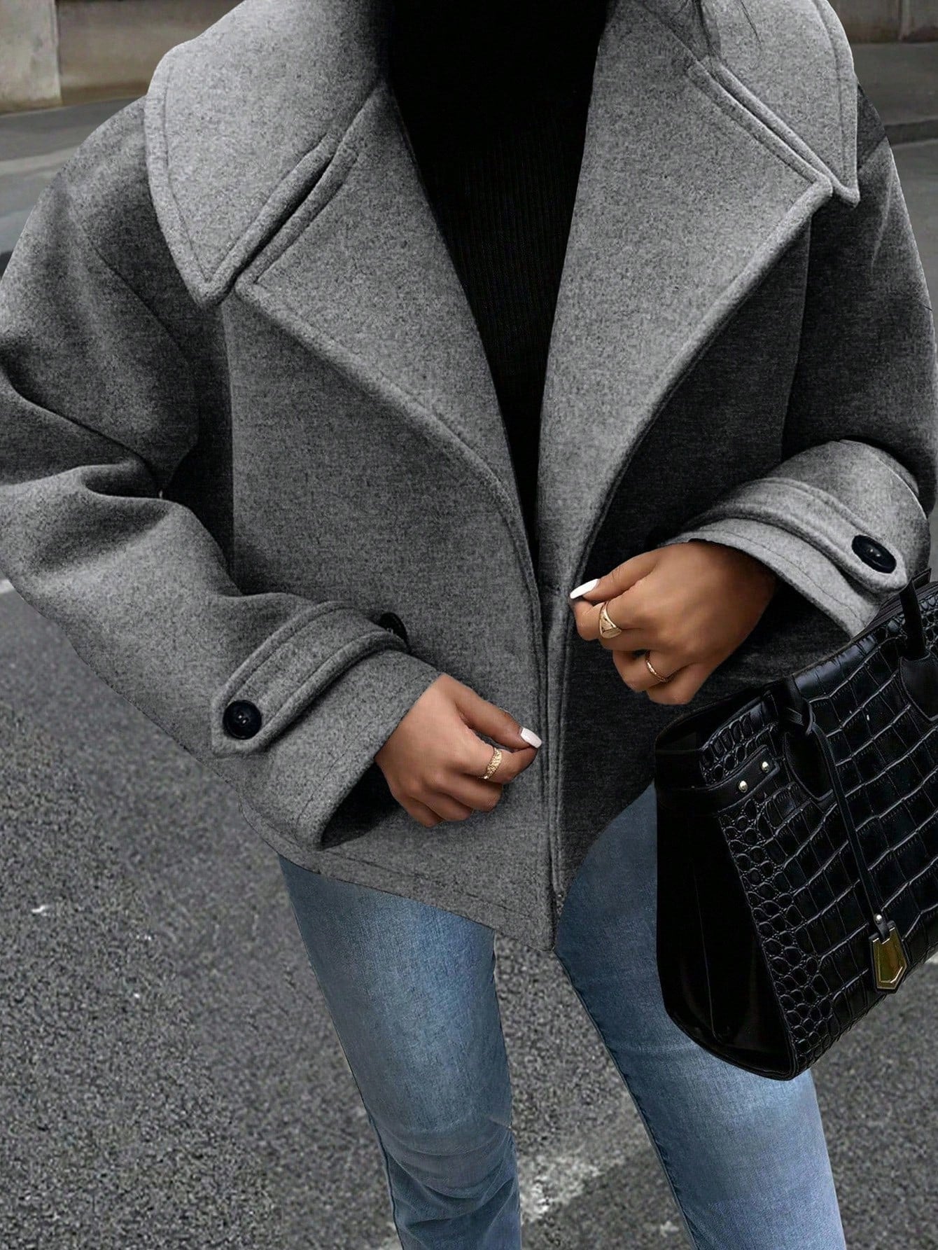 Pea Coat - Kort - Met kraag - Oversized jas - Damesjas-Boetiek Moda