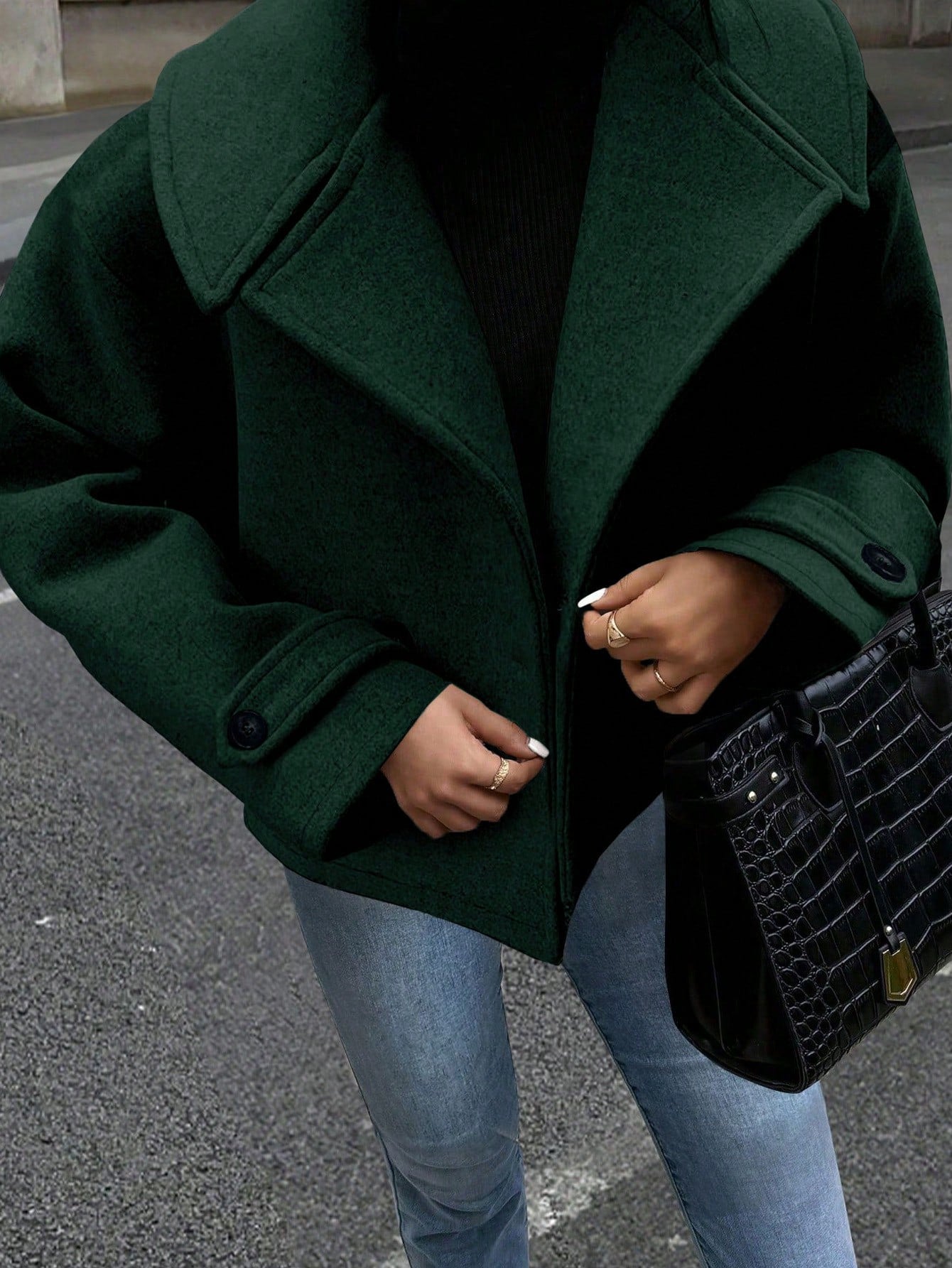 Pea Coat - Kort - Met kraag - Oversized jas - Damesjas-Boetiek Moda