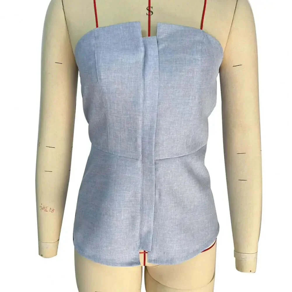Peplum Top - Elegant - Gestructureerd - Strapless Top - Dames Top met Ritssluiting-Boetiek Moda