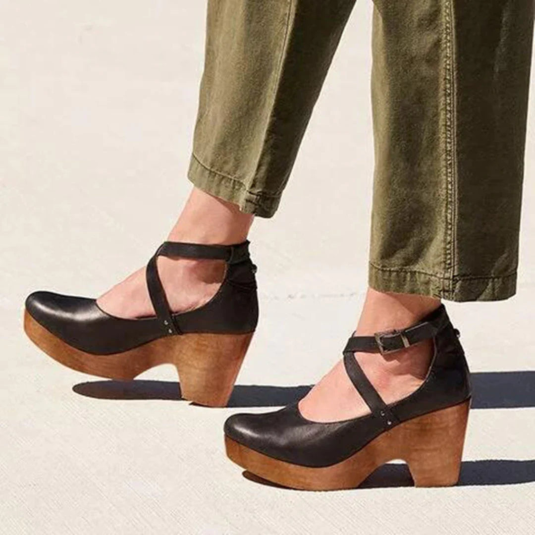 Platform Sandalen - Enkelband - Hak - Sleehakken - Damesschoenen-Boetiek Moda