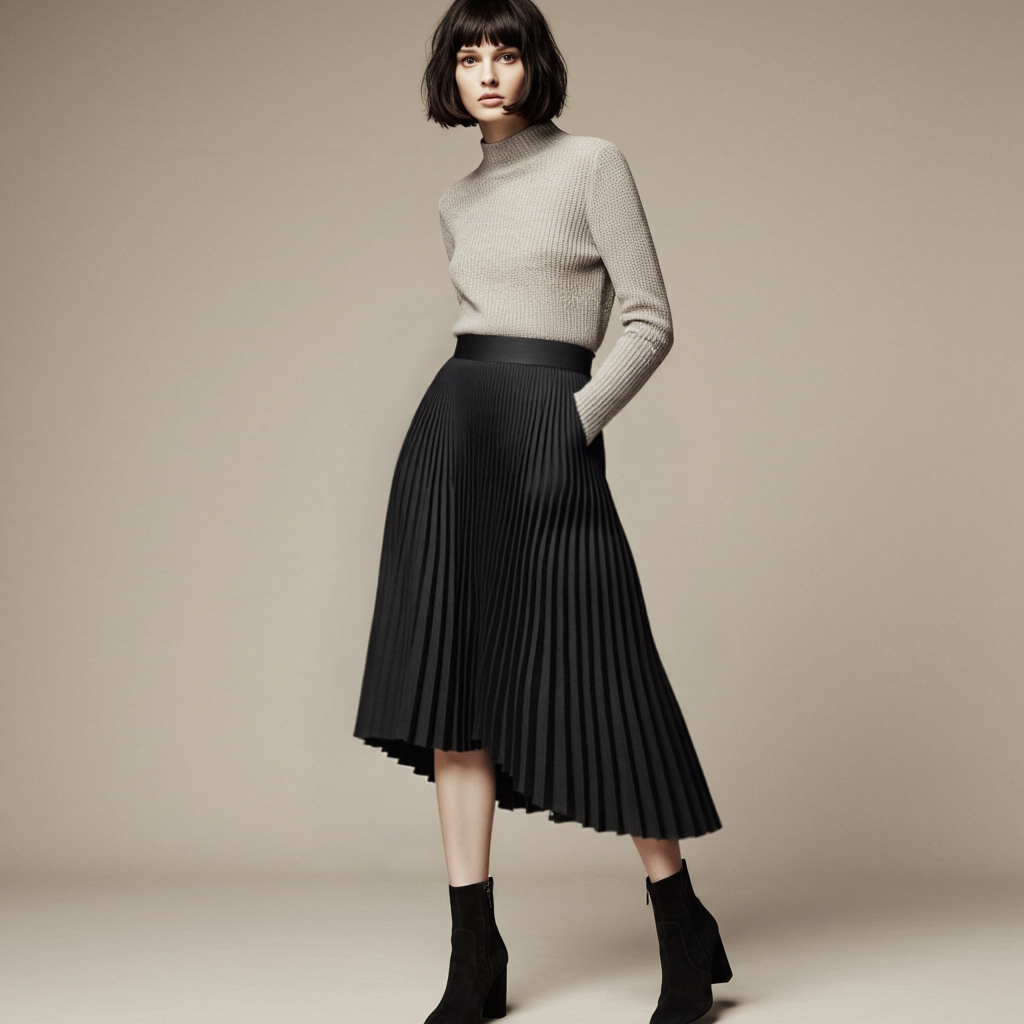 Plooirok | Hoge taille | Elegant | Midi-rok | Damesrok-Boetiek Moda
