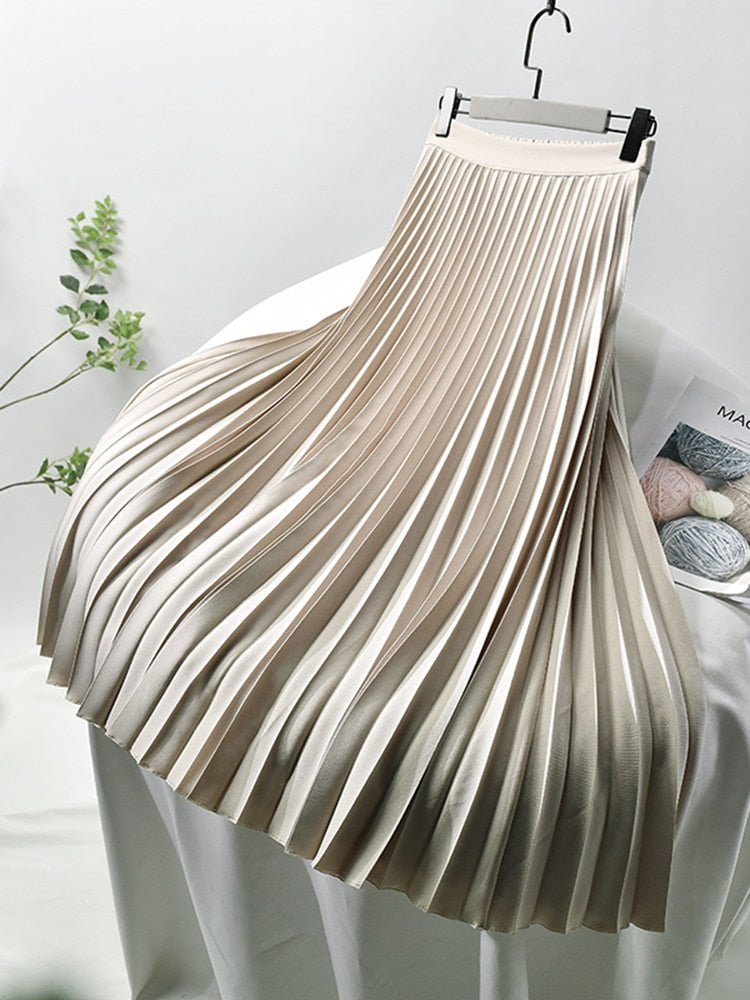 Plooirok | Hoge taille | Elegant | Midi-rok | Damesrok-Boetiek Moda