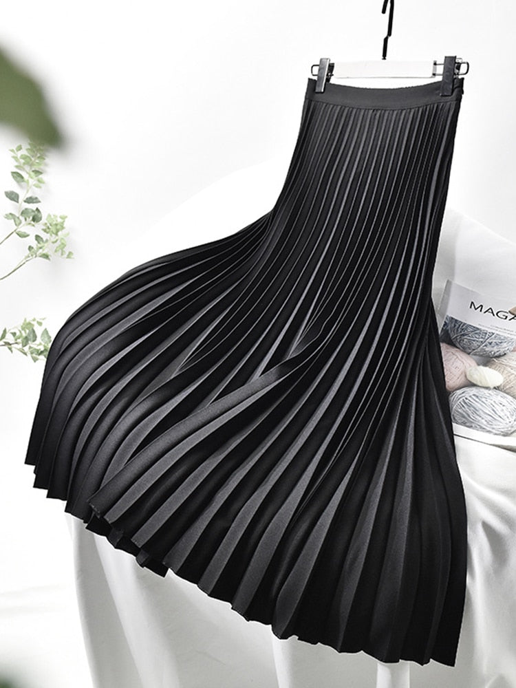 Plooirok | Hoge taille | Elegant | Midi-rok | Damesrok-Boetiek Moda