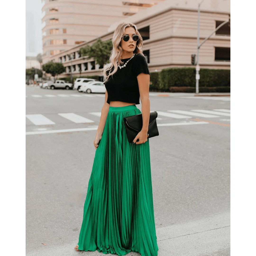 Plooirok | Hoge taille | Lang | Maxi Rok | Vrouwenrokken-Boetiek Moda