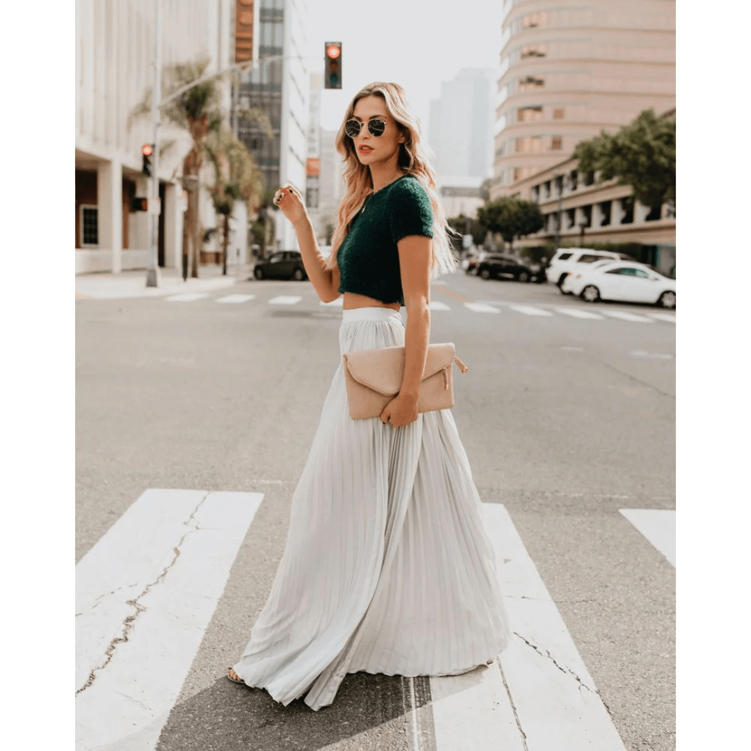 Plooirok | Hoge taille | Lang | Maxi Rok | Vrouwenrokken-Boetiek Moda