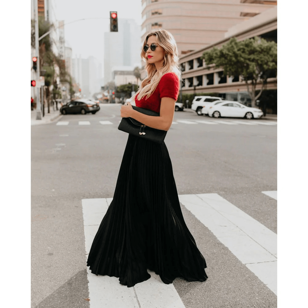 Plooirok | Hoge taille | Lang | Maxi Rok | Vrouwenrokken-Boetiek Moda