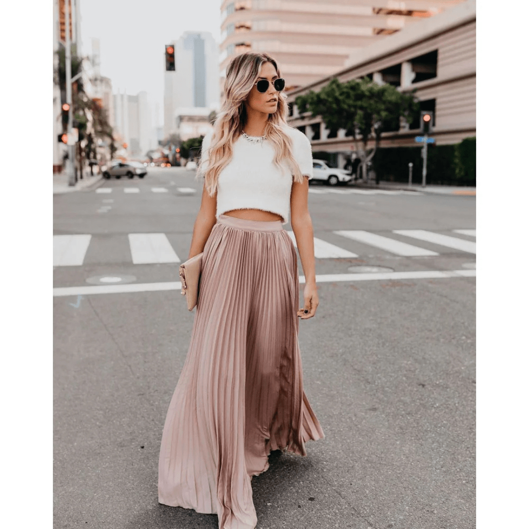 Plooirok | Hoge taille | Lang | Maxi Rok | Vrouwenrokken-Boetiek Moda