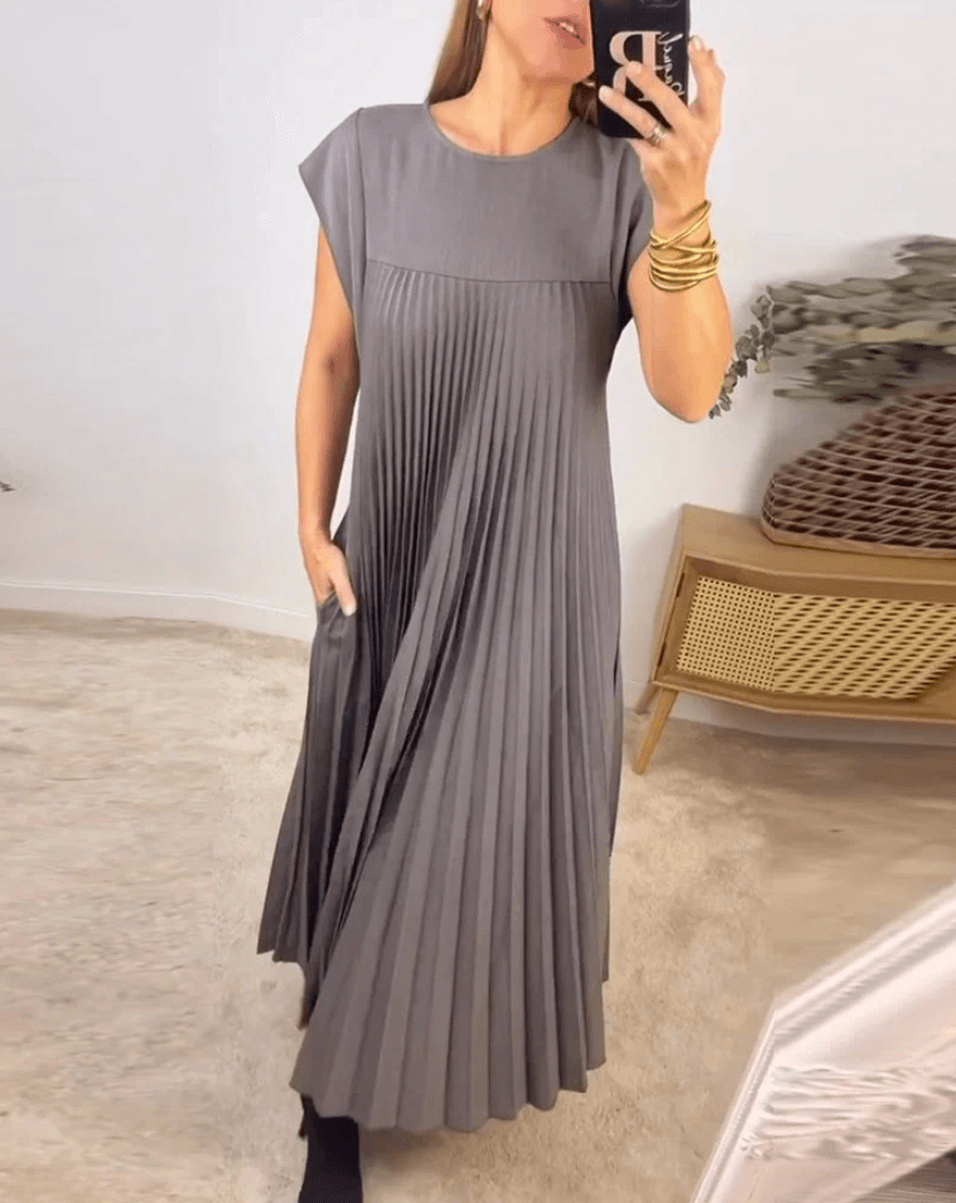 Plooirok - Mouwloos - Losse pasvorm - Maxi-jurk - Lange jurken-Boetiek Moda