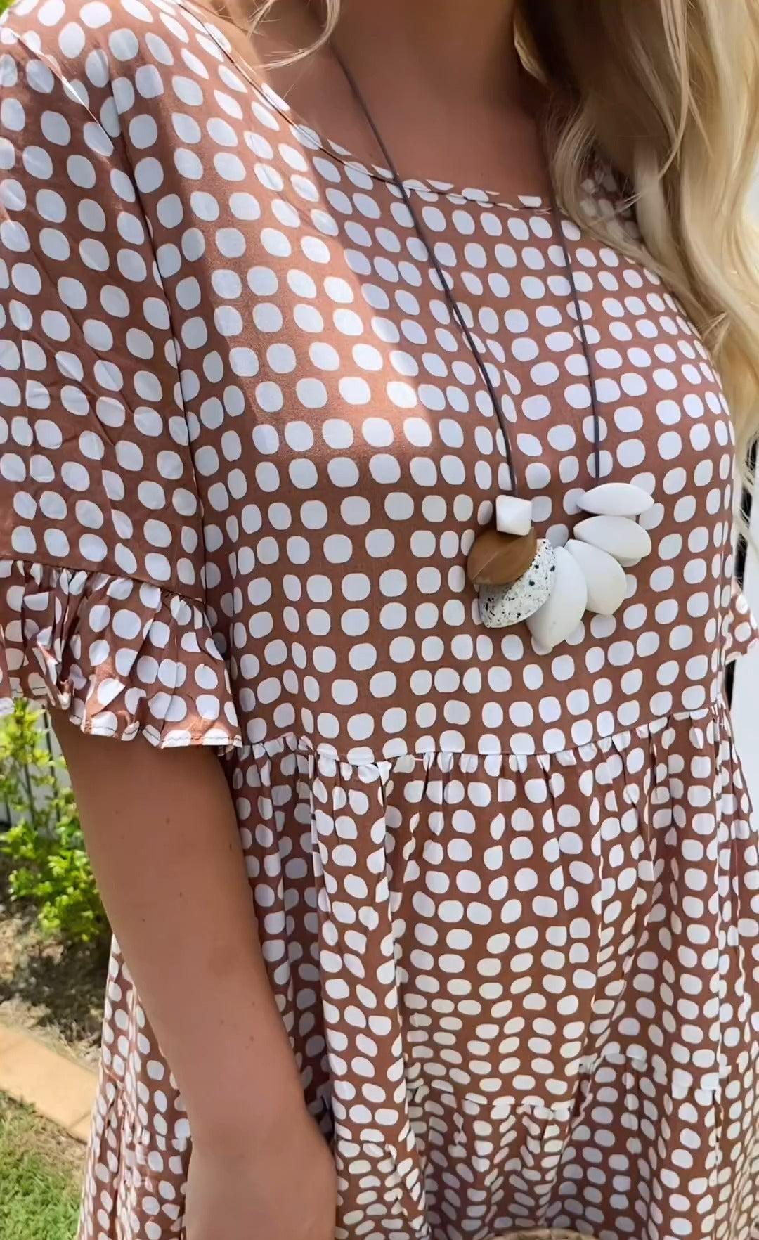 Polka Dot Jurk | Korte Mouwen | Los Model | Midi Jurk | Zomer Jurk-Boetiek Moda