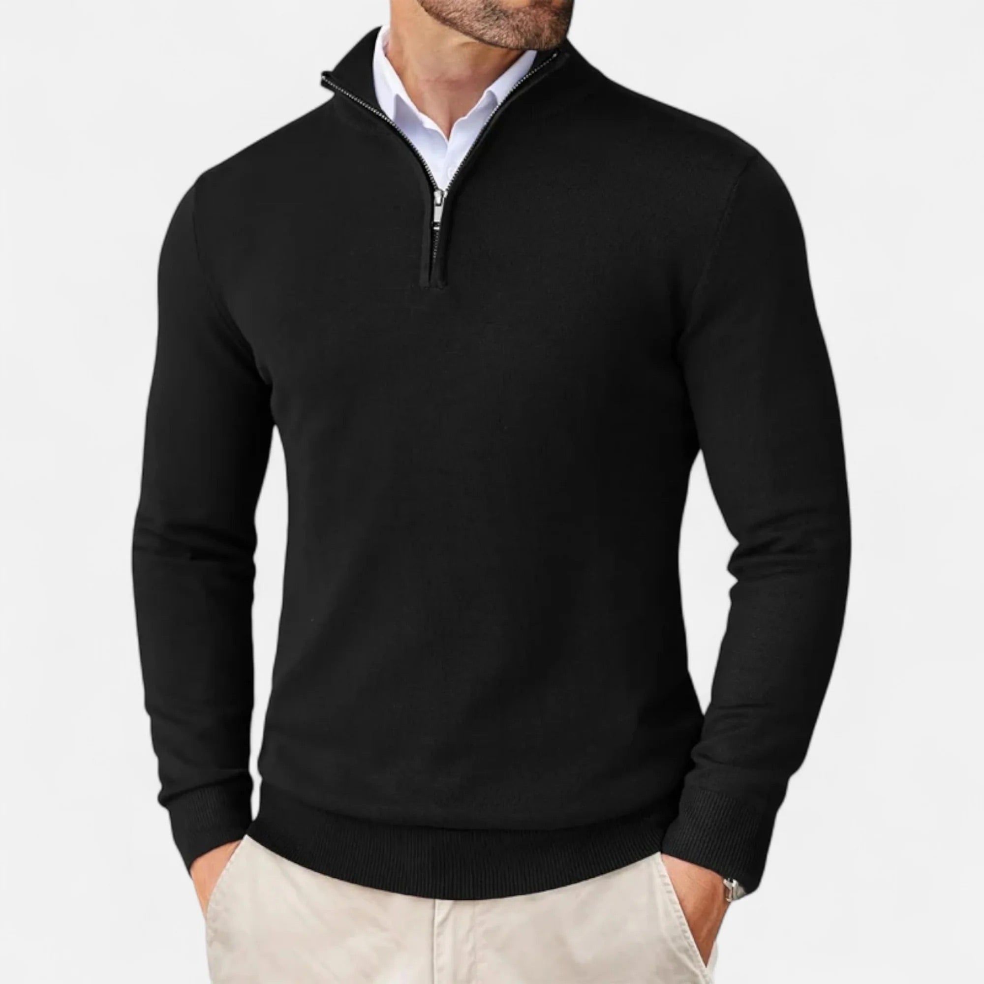 Polo Jumper - Gebreide pullover met kwartritssluiting voor heren-Boetiek Moda