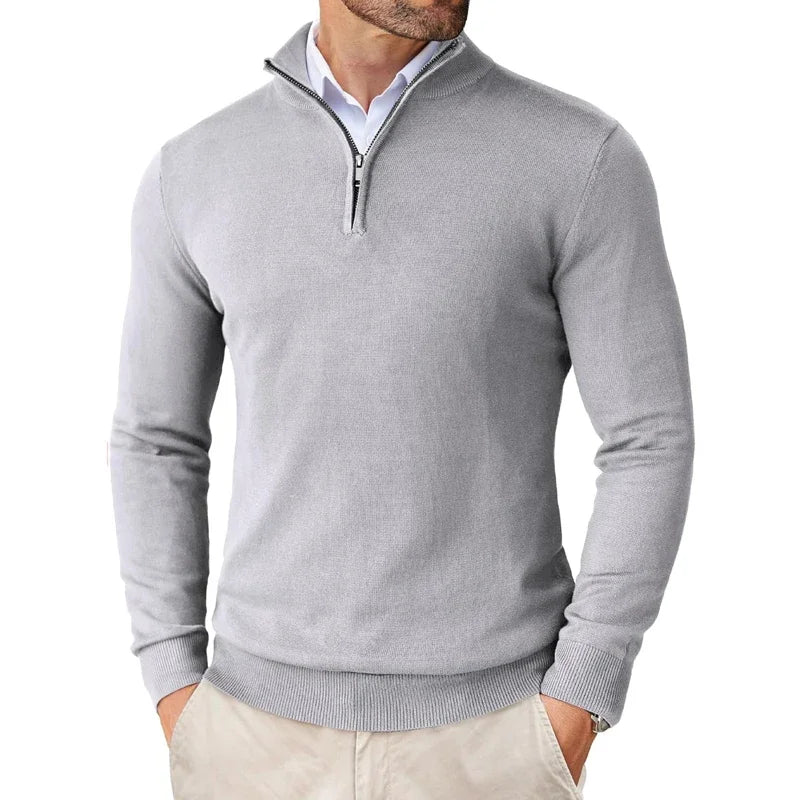 Polo Jumper - Gebreide pullover met kwartritssluiting voor heren-Boetiek Moda