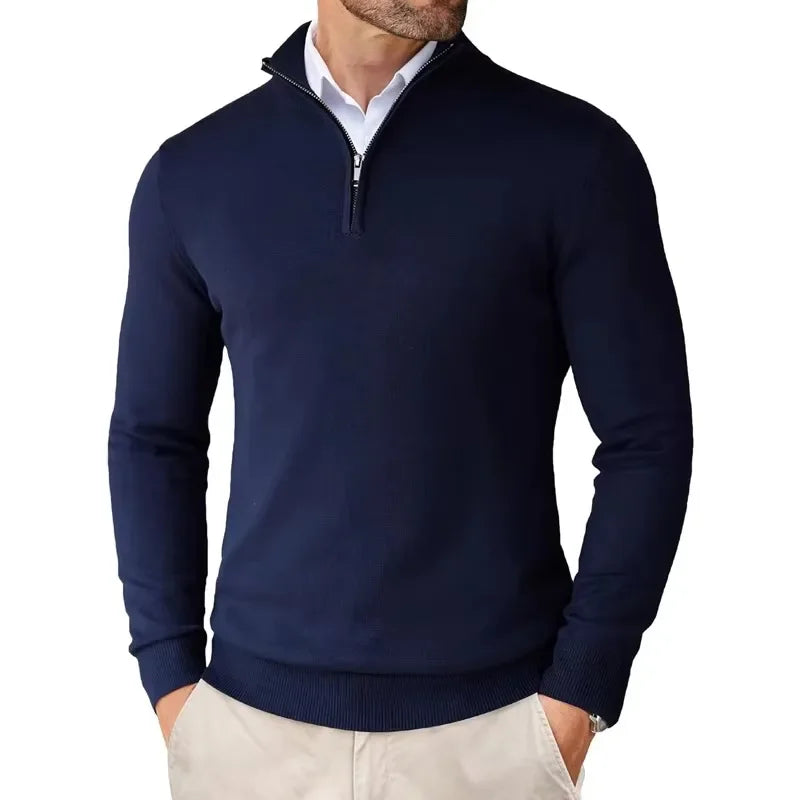 Polo Jumper - Gebreide pullover met kwartritssluiting voor heren-Boetiek Moda