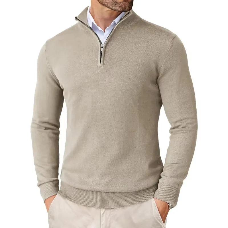 Polo Jumper - Gebreide pullover met kwartritssluiting voor heren-Boetiek Moda