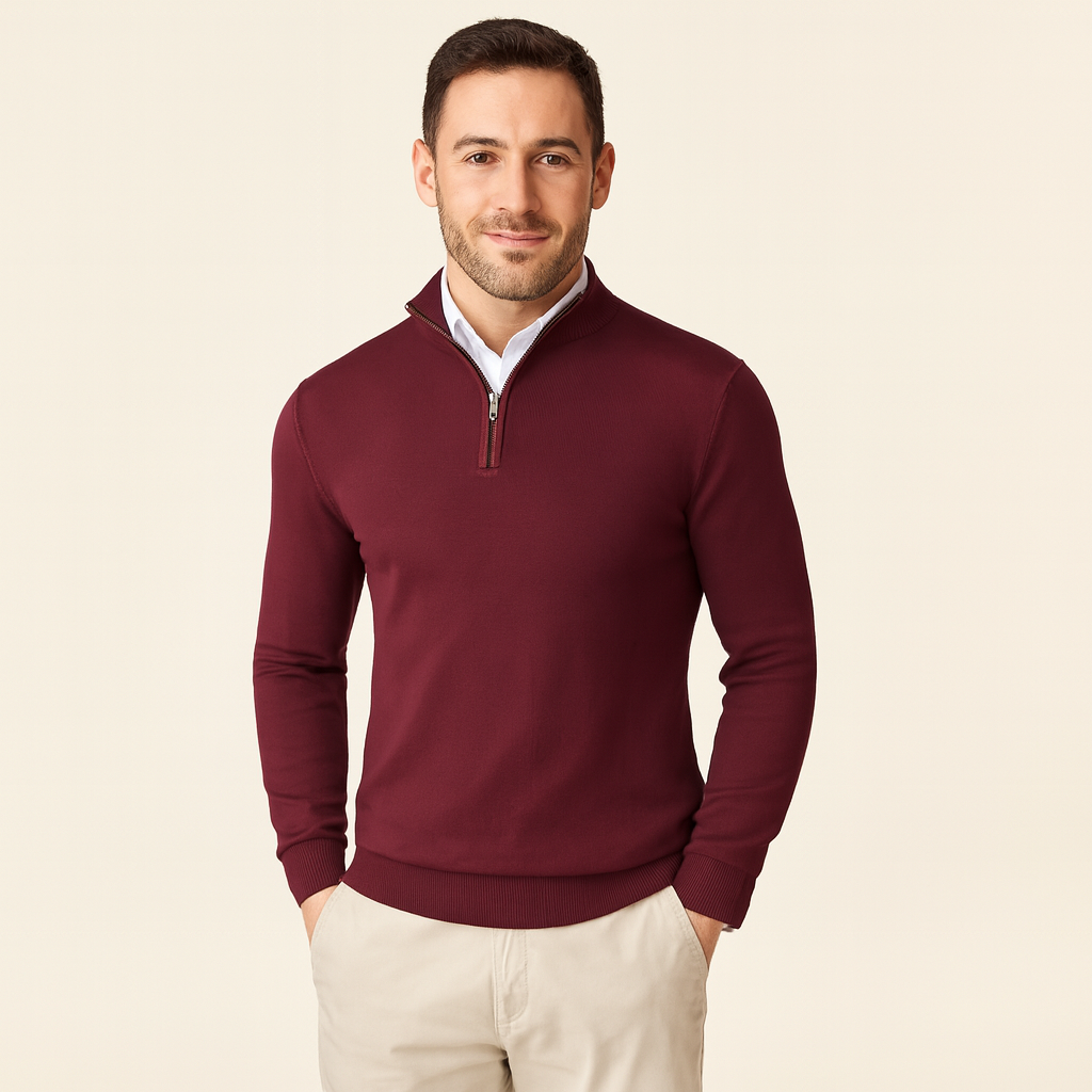 Polo Jumper - Gebreide pullover met kwartritssluiting voor heren-Boetiek Moda