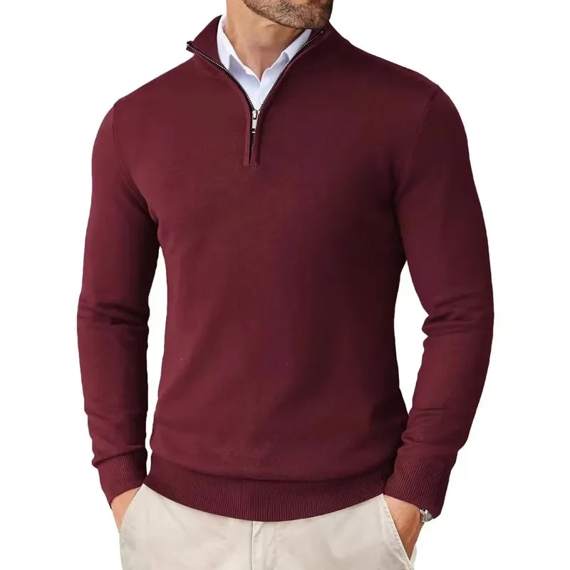 Polo Jumper - Gebreide pullover met kwartritssluiting voor heren-Boetiek Moda