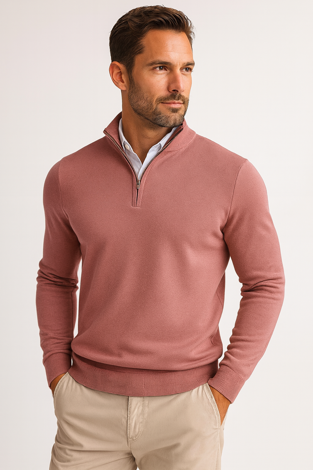 Polo Jumper - Gebreide pullover met kwartritssluiting voor heren-Boetiek Moda
