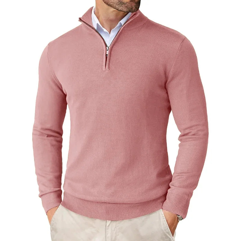 Polo Jumper - Gebreide pullover met kwartritssluiting voor heren-Boetiek Moda