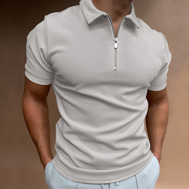 Polo T-shirt | Effen | Met kraag | T-shirt met kwartritssluiting | Poloshirt voor mannen-Boetiek Moda