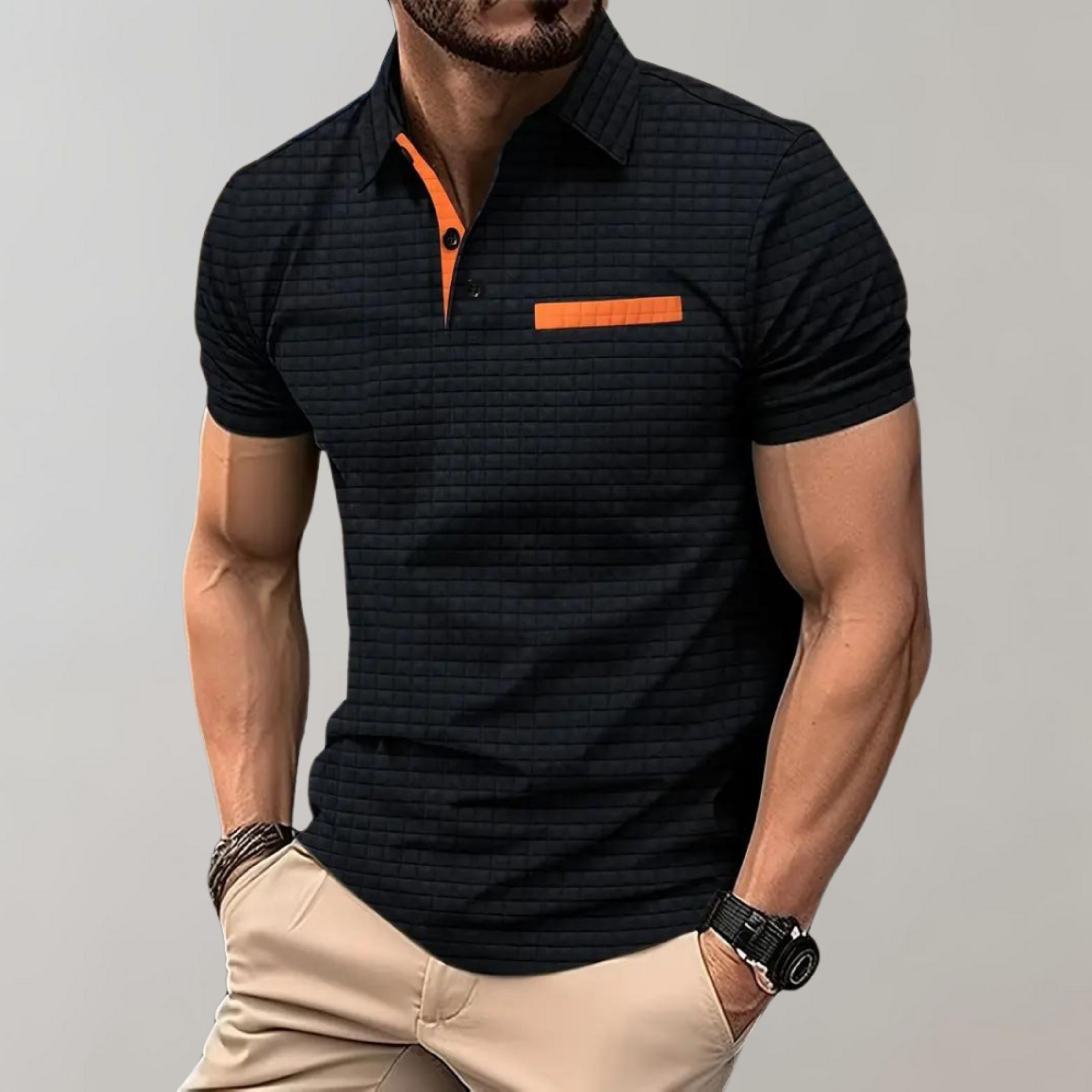 Polo T-shirt | Knoopsluiting | Borstzak | T-shirt met kraag | Polo's voor heren-Boetiek Moda