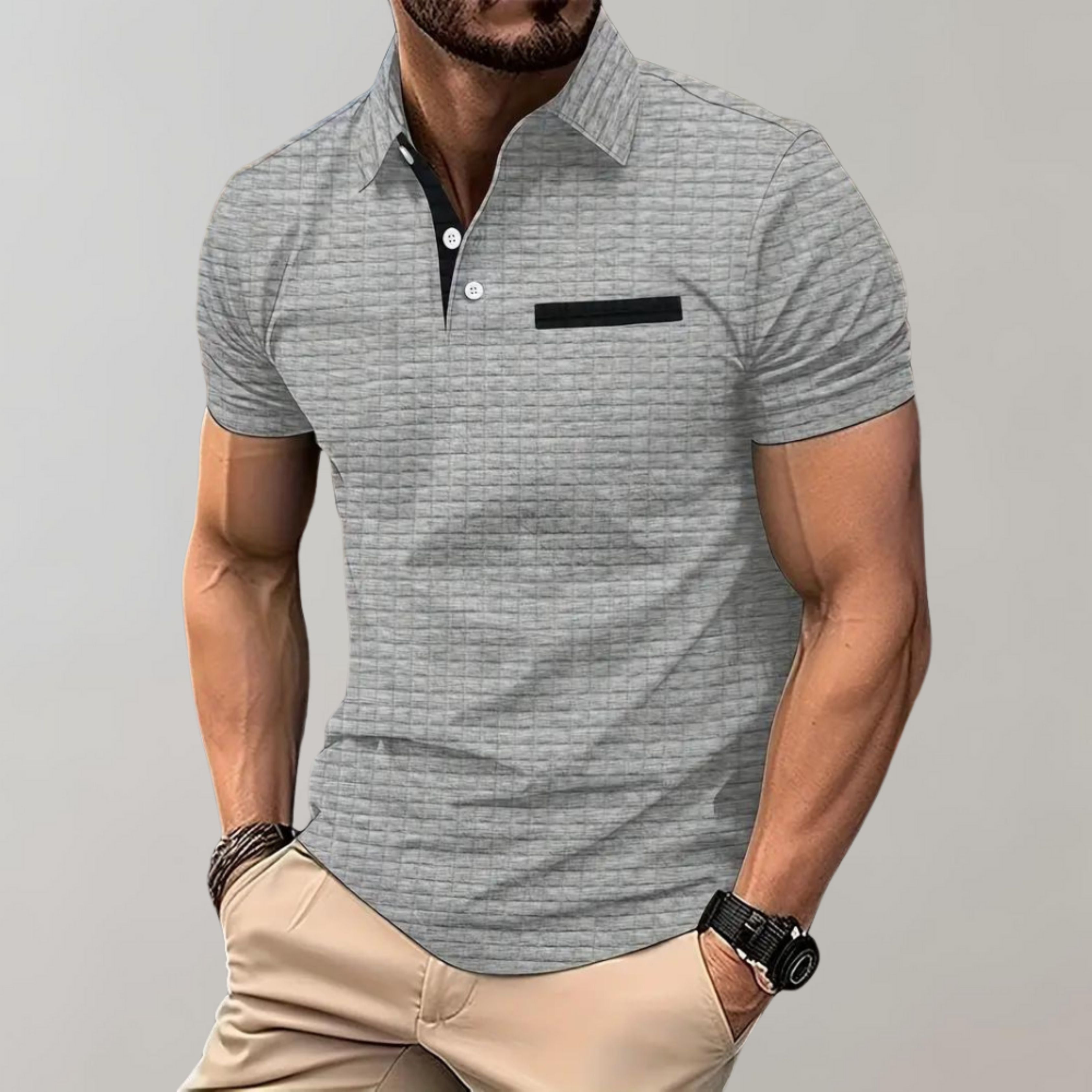 Polo T-shirt | Knoopsluiting | Borstzak | T-shirt met kraag | Polo's voor heren-Boetiek Moda
