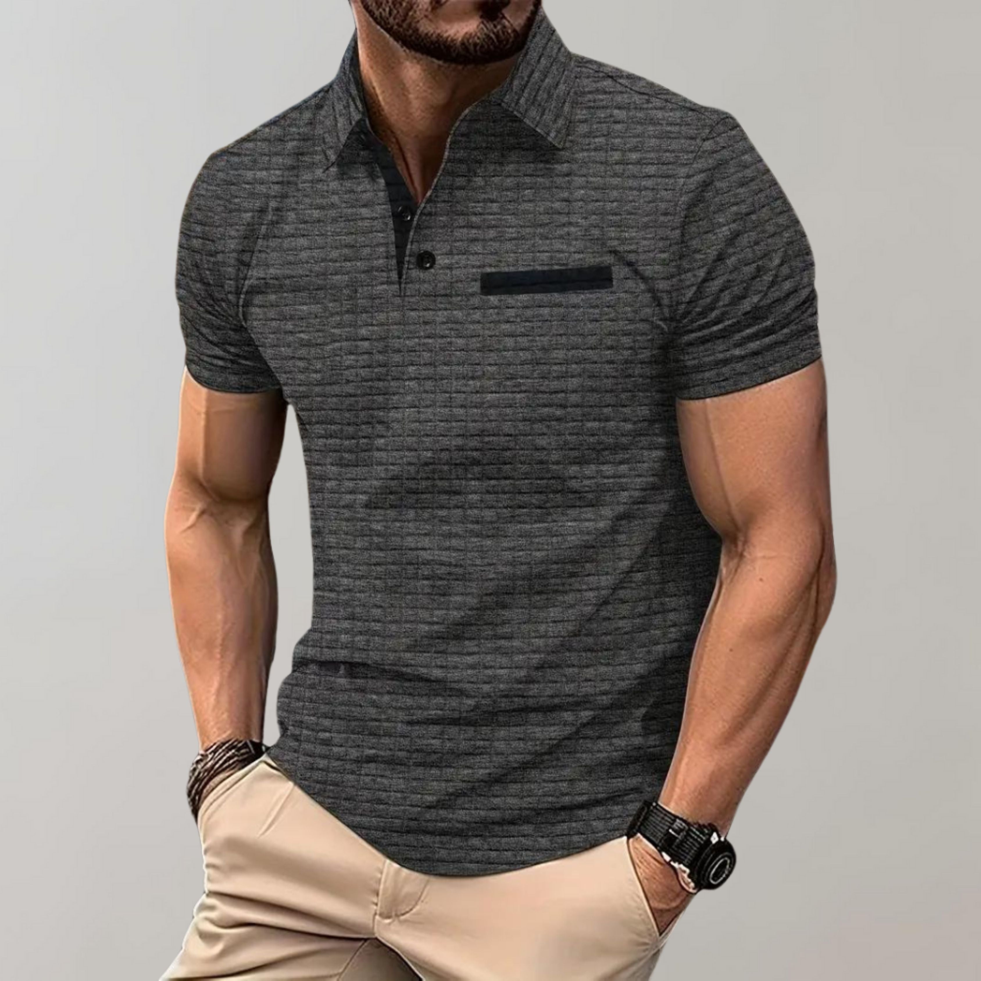 Polo T-shirt | Knoopsluiting | Borstzak | T-shirt met kraag | Polo's voor heren-Boetiek Moda