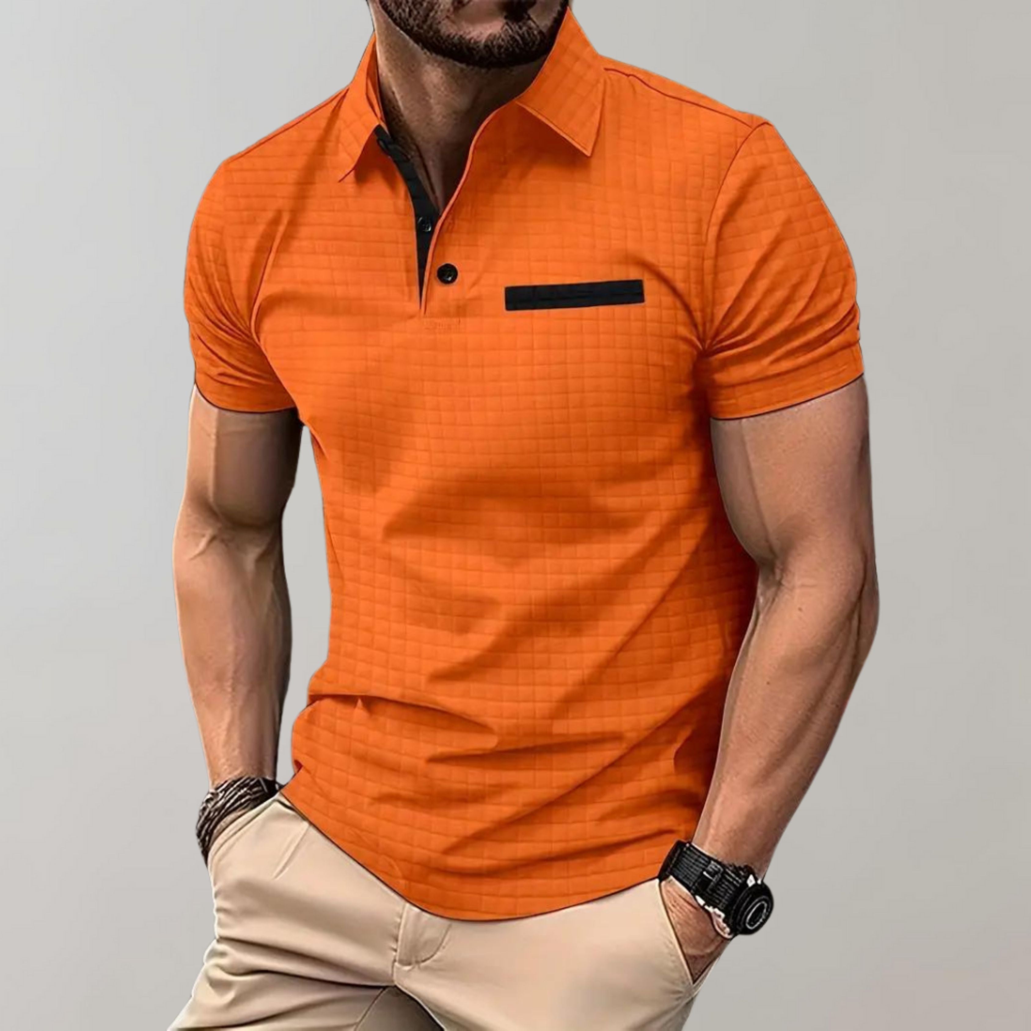 Polo T-shirt | Knoopsluiting | Borstzak | T-shirt met kraag | Polo's voor heren-Boetiek Moda