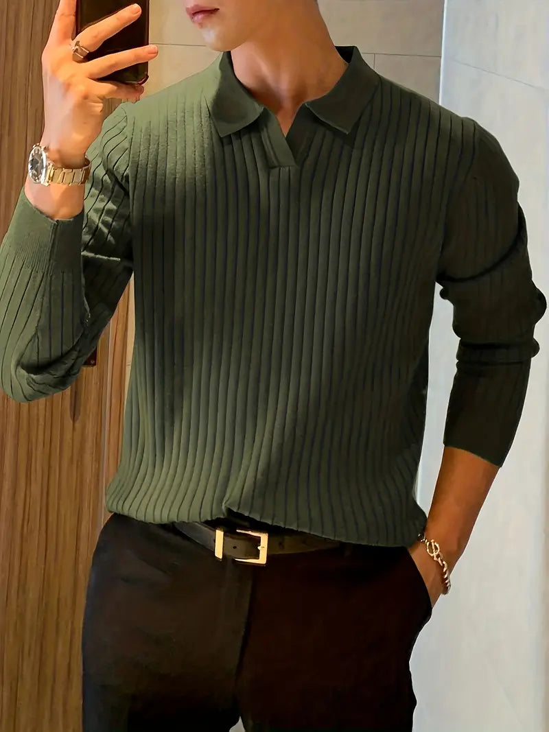 Polo Trui | Kraag | Vrijetijdskleding | Gebreide Trui | Herenkleding-Boetiek Moda