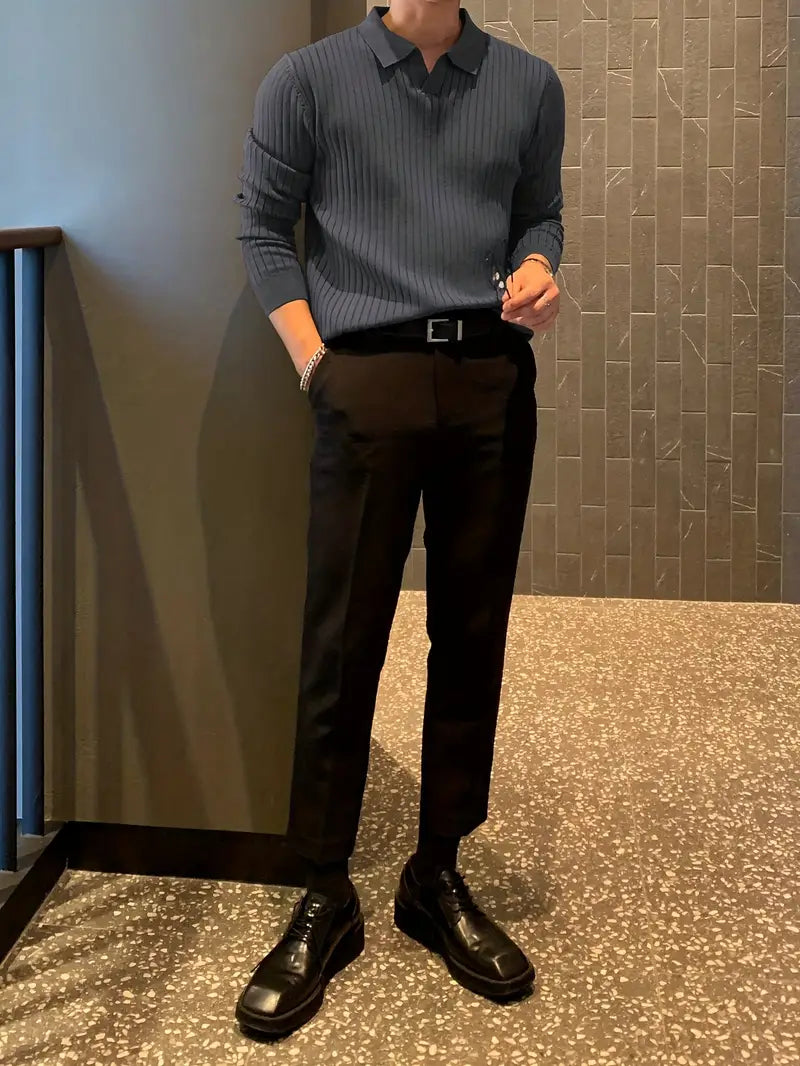 Polo Trui | Kraag | Vrijetijdskleding | Gebreide Trui | Herenkleding-Boetiek Moda