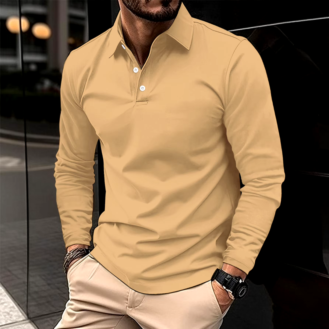 Poloshirt - Poloshirt met kraag en lange mouwen voor heren-Boetiek Moda