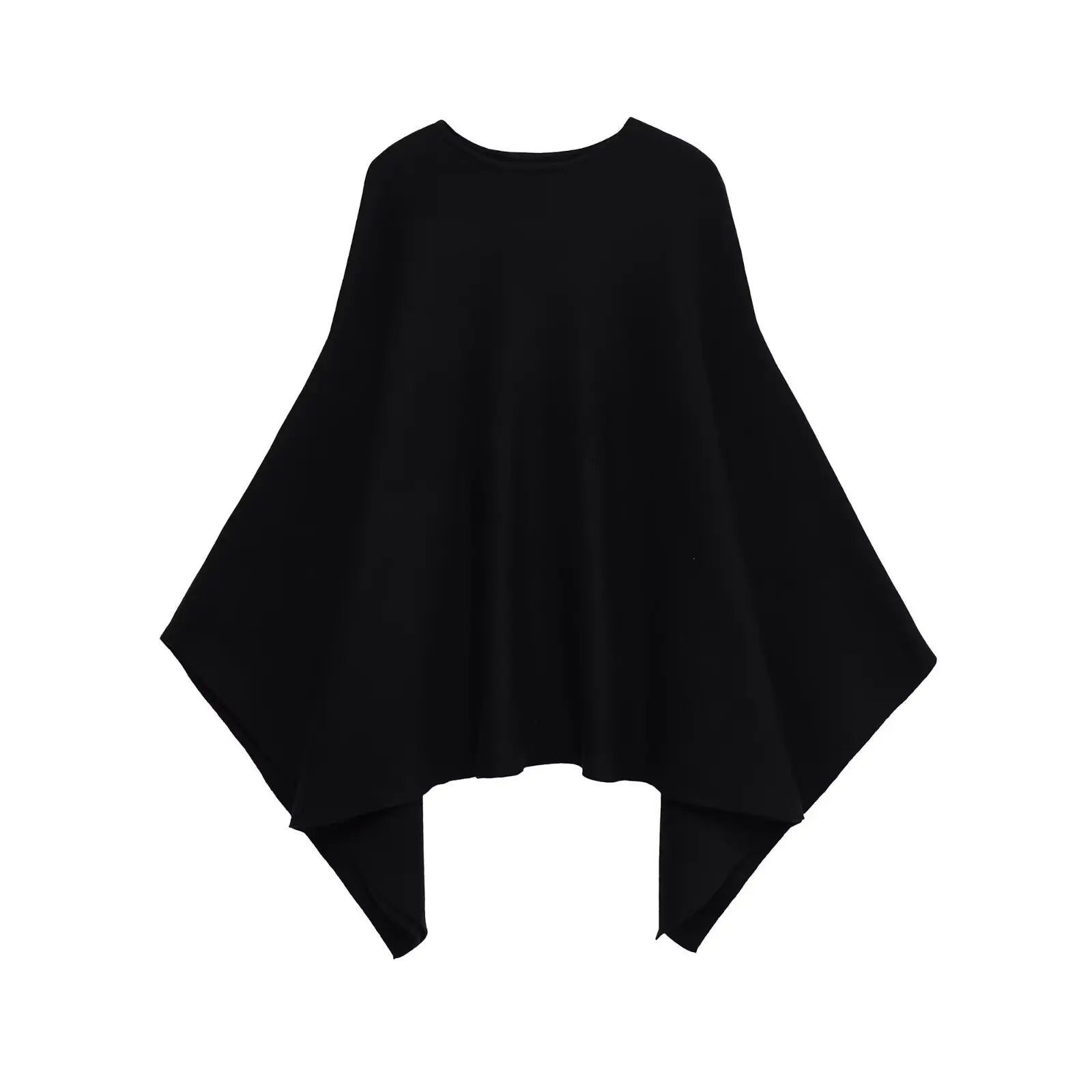 Poncho - Gebreide poncho-cape met ronde hals voor dames-Boetiek Moda