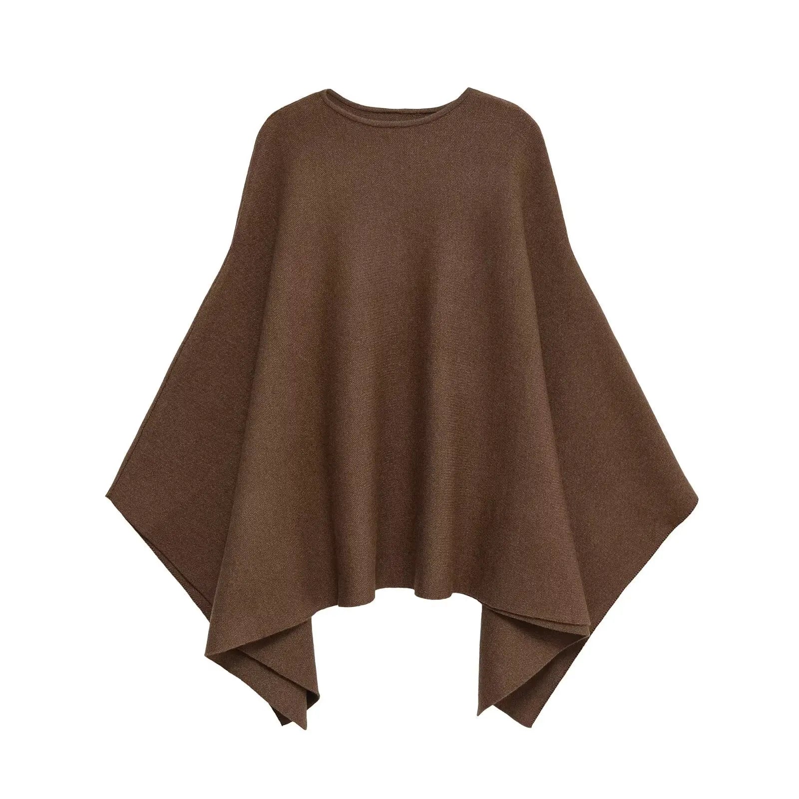 Poncho - Gebreide poncho-cape met ronde hals voor dames-Boetiek Moda