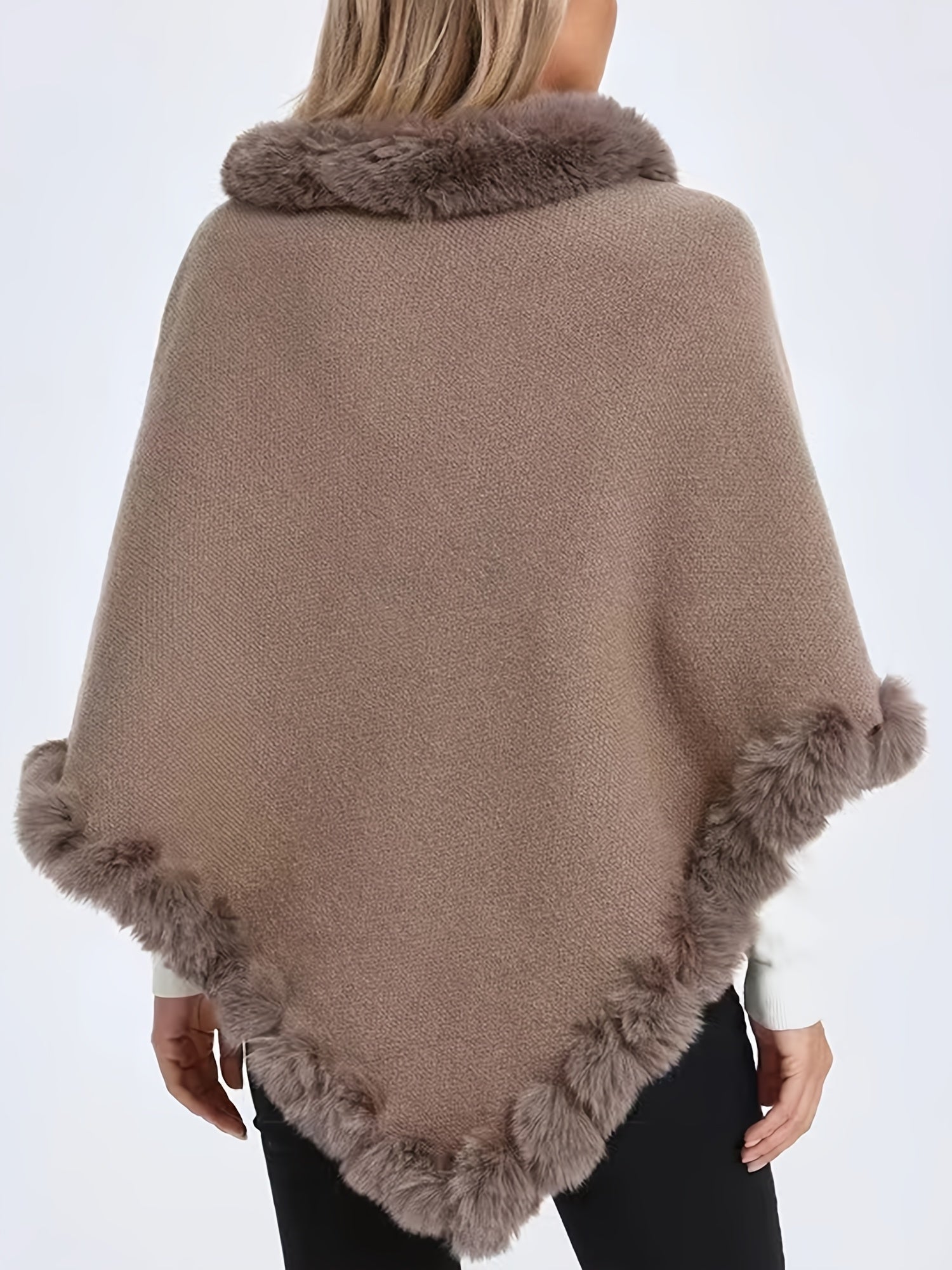 Poncho van bont - Stijlvol - Bont - Gebreide Poncho - Dameskleding-Boetiek Moda