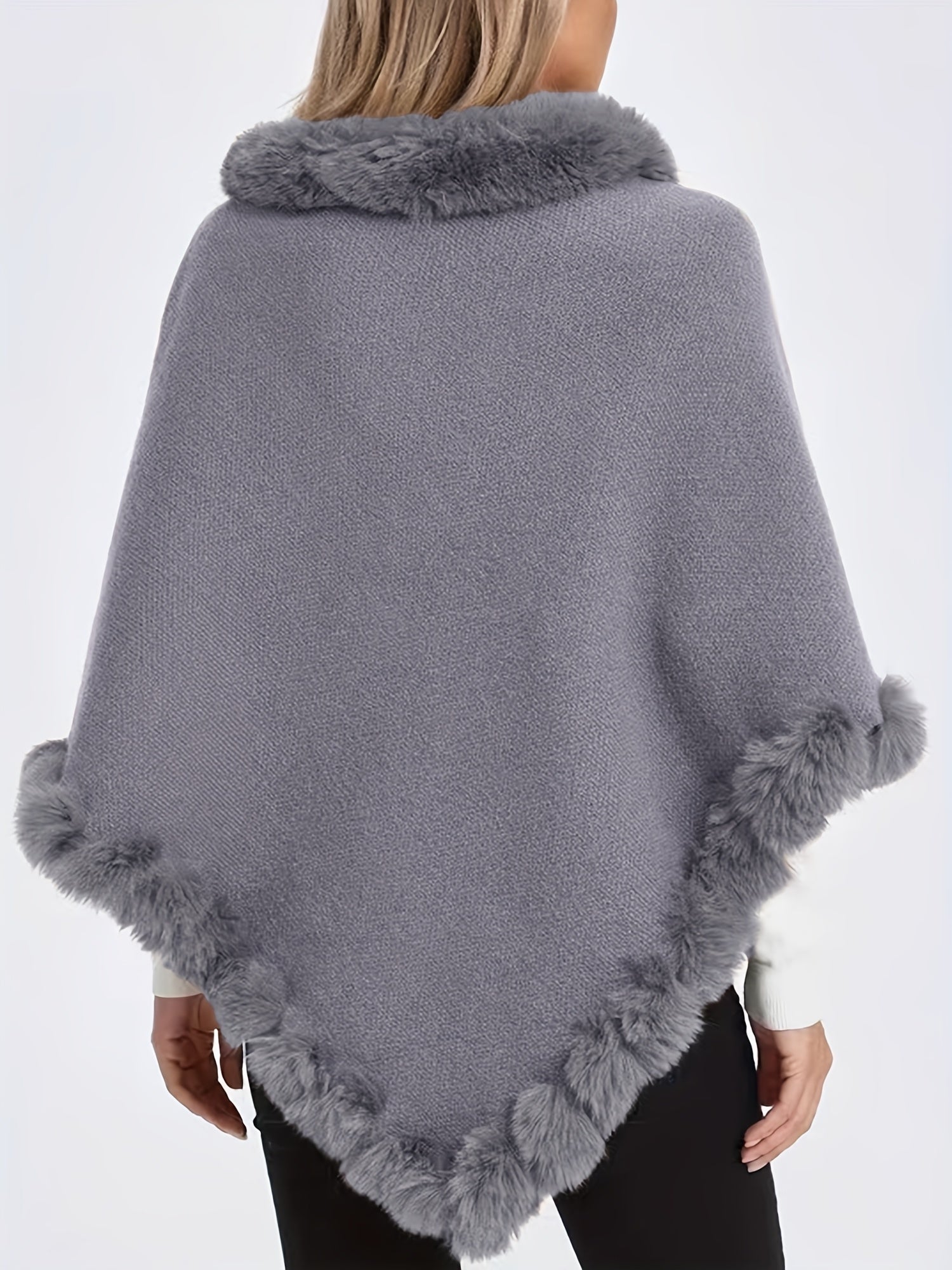 Poncho van bont - Stijlvol - Bont - Gebreide Poncho - Dameskleding-Boetiek Moda