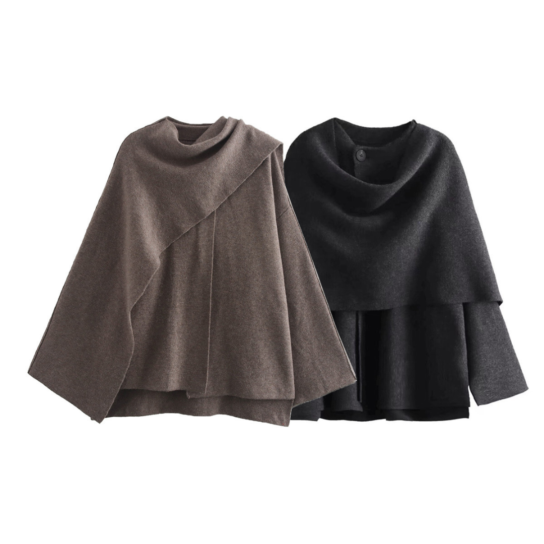 Ponchojas - Wol - Herfst - Poncho Cape - Damesoverjas-Boetiek Moda