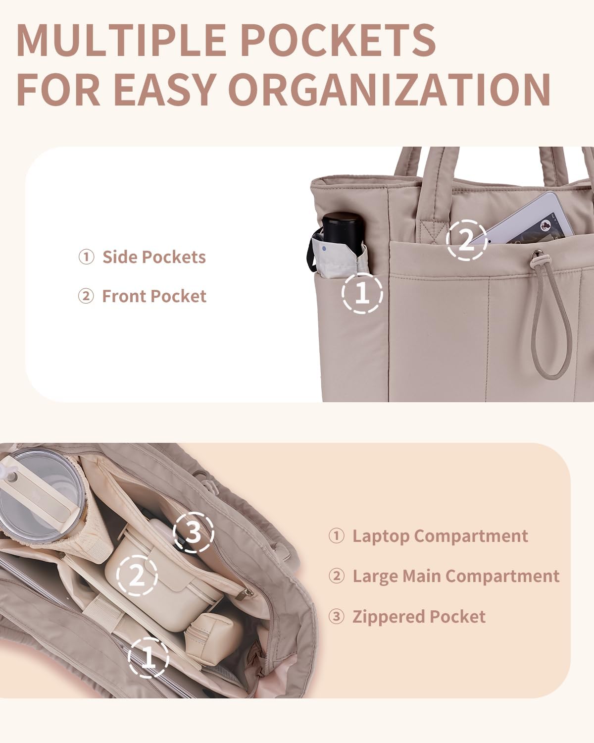 Puffer Tas | Multi Zak | Bekerhouder | Gewatteerde Tas | Draagtas-Boetiek Moda