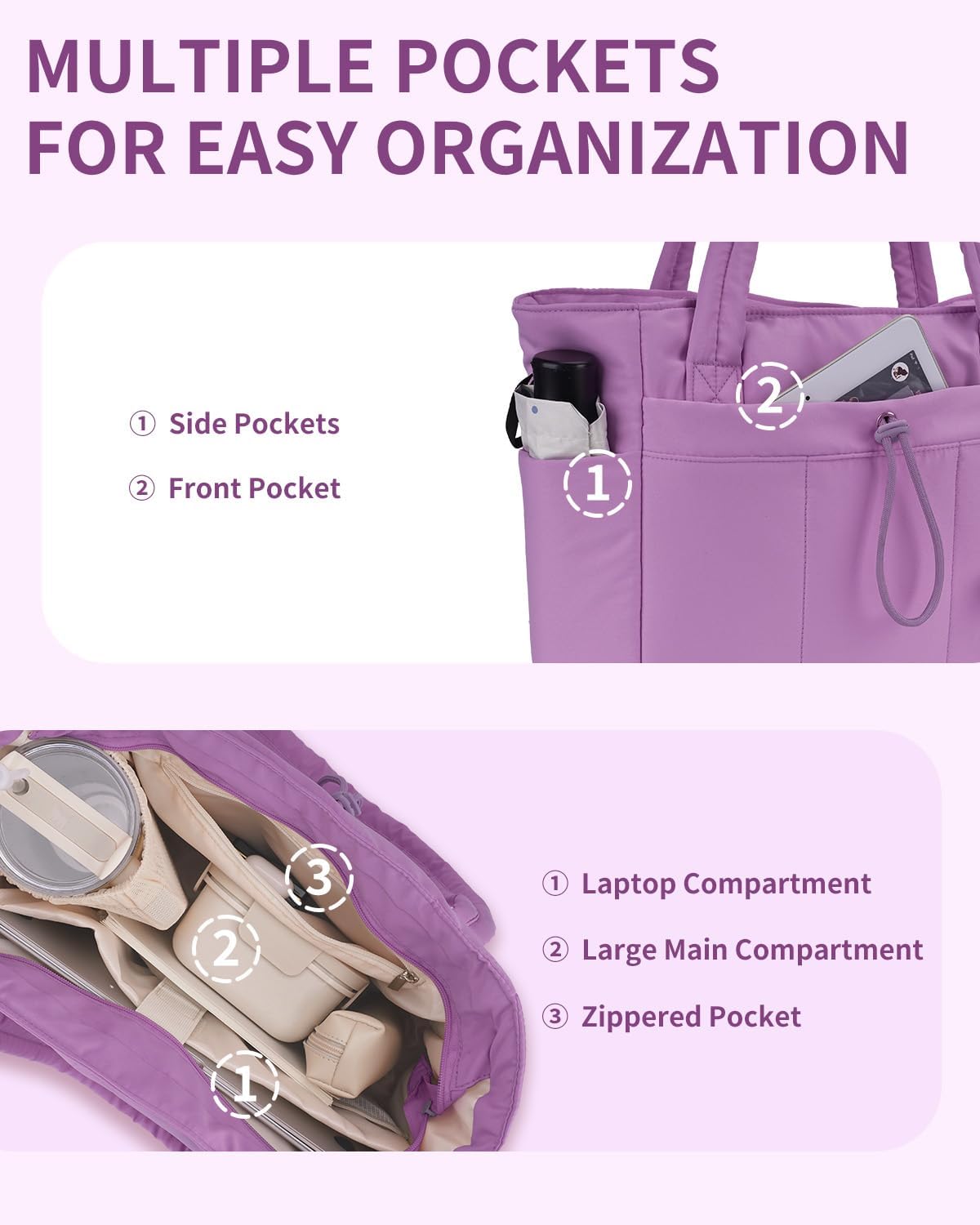 Puffer Tas | Multi Zak | Bekerhouder | Gewatteerde Tas | Draagtas-Boetiek Moda