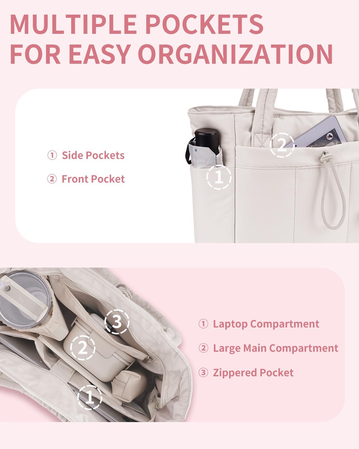 Puffer Tas | Multi Zak | Bekerhouder | Gewatteerde Tas | Draagtas-Boetiek Moda