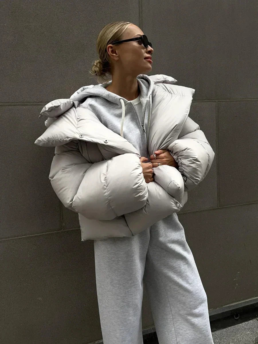 Pufferjas - Oversized winterjas met capuchon voor dames-Boetiek Moda